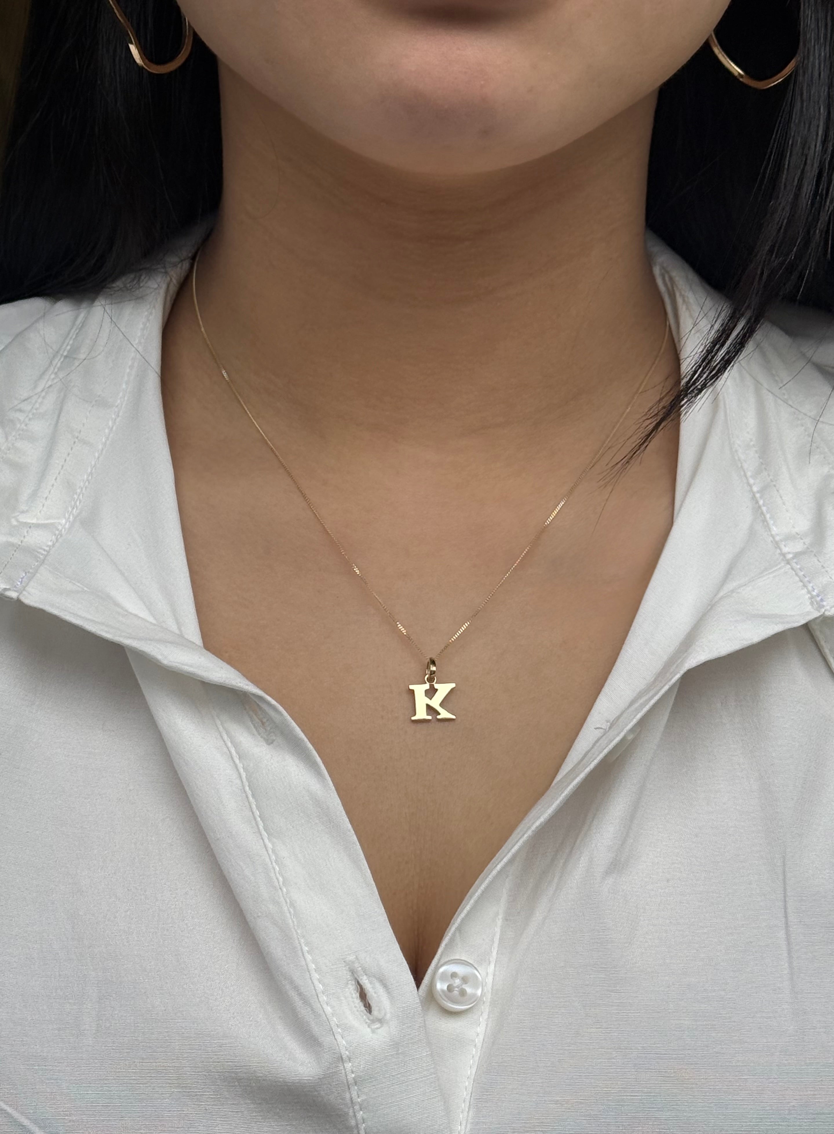 9ct Yellow Gold K Initial Pendant