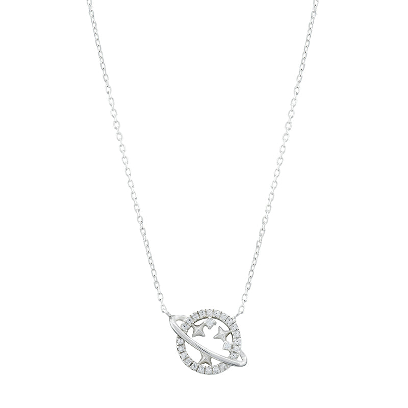 Sterling Silver Planet Cz Necklace