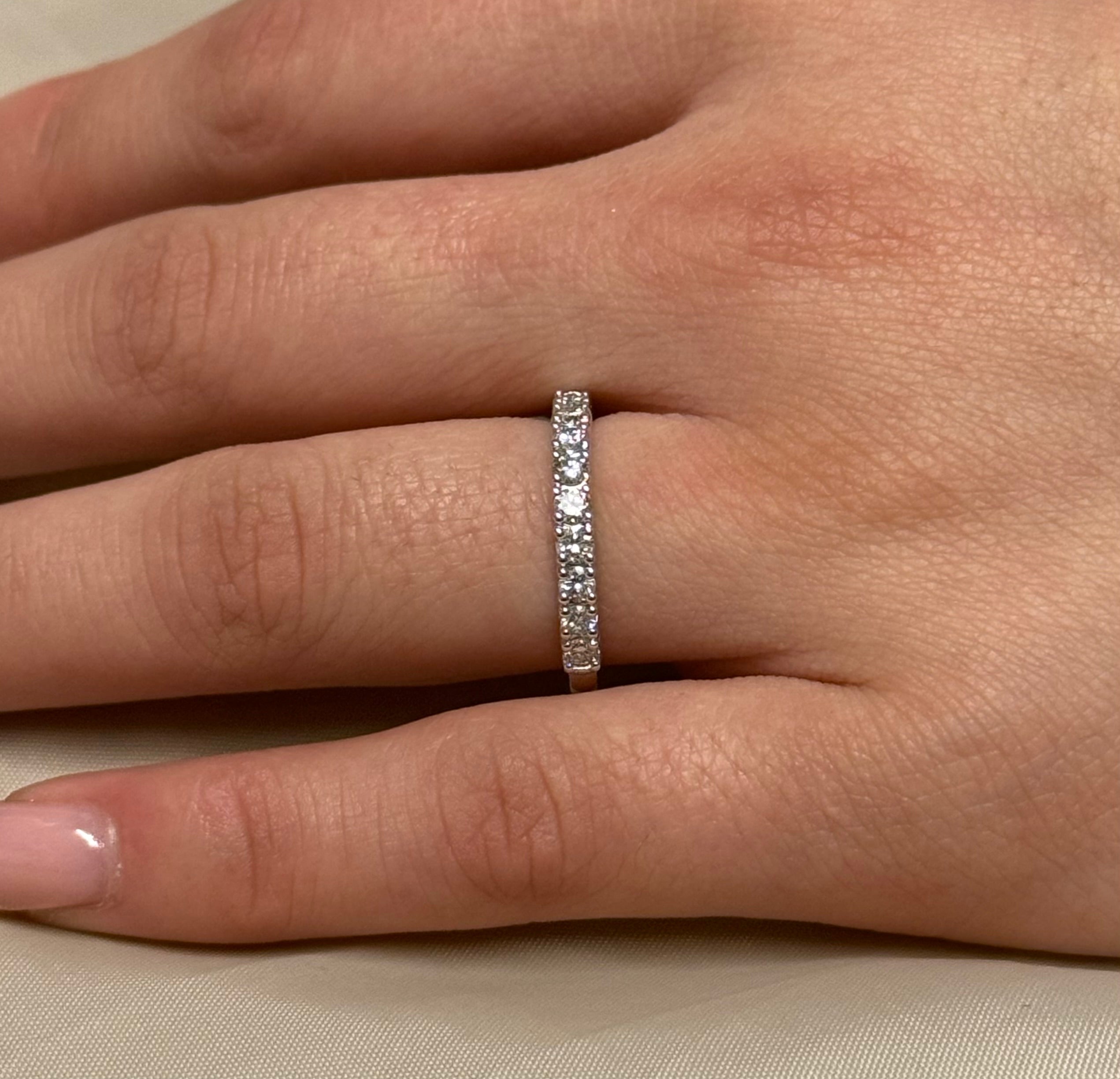 9K White Gold 9 Stone Diamond Band