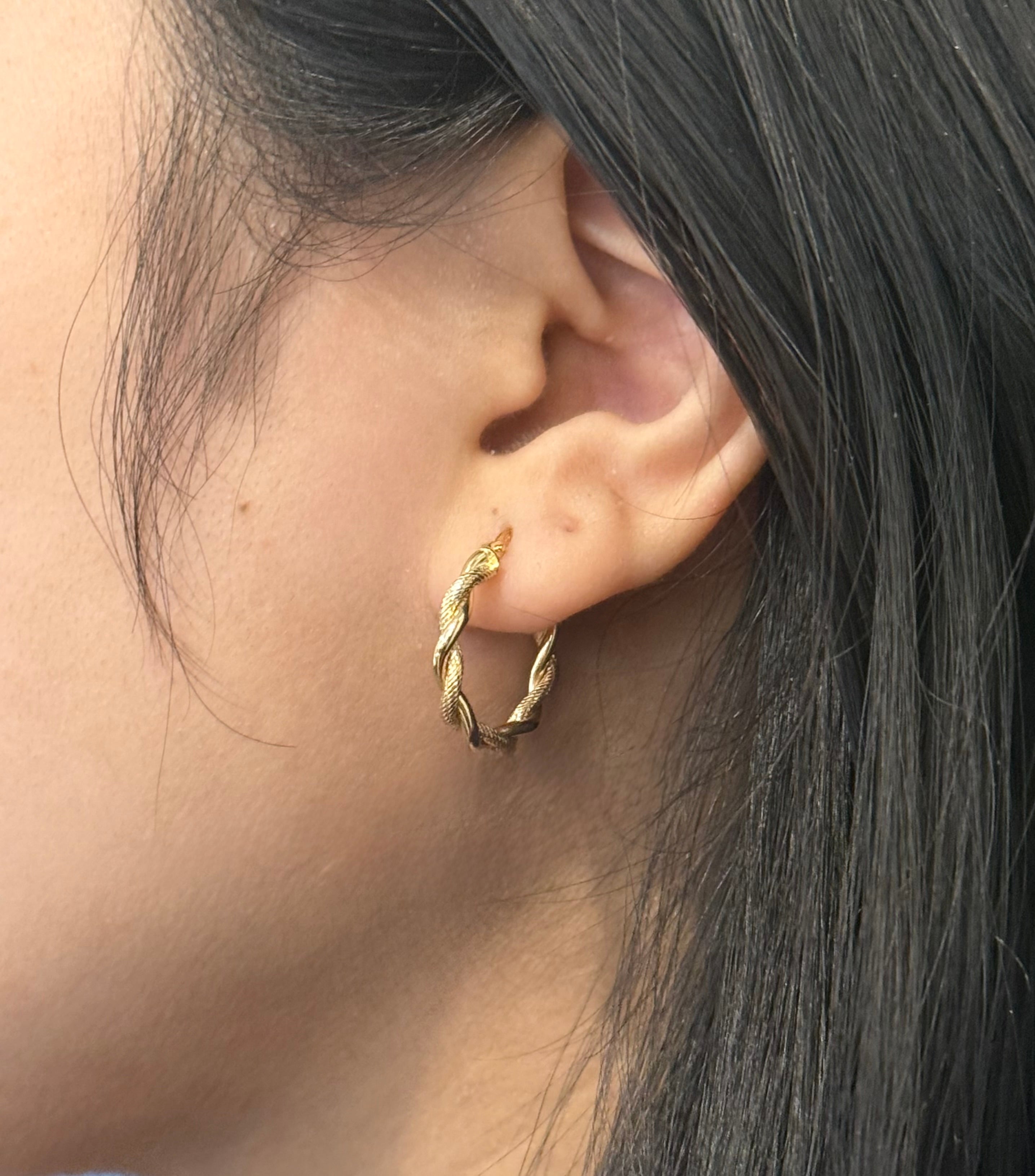 9ct Yellow Gold Rope Twist Hoop Earrings