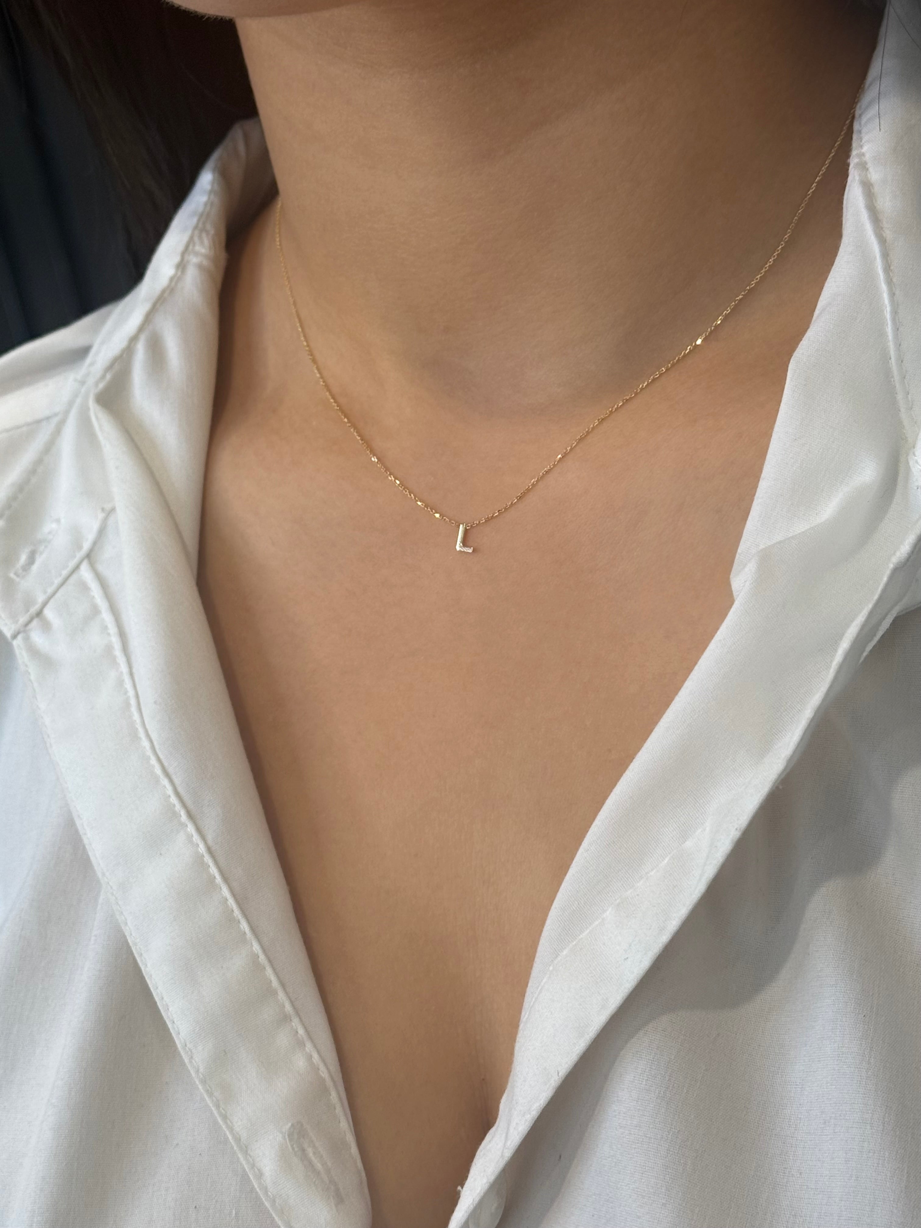 9ct Yellow Gold L Initial Necklace