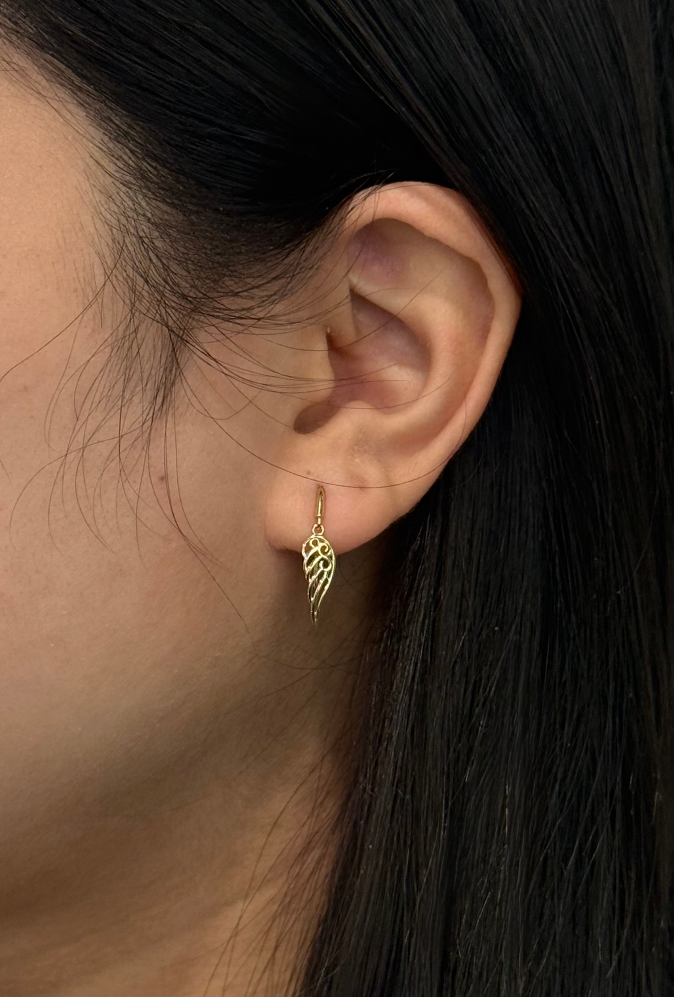 9ct Yellow Gold Wing Drop Earrings