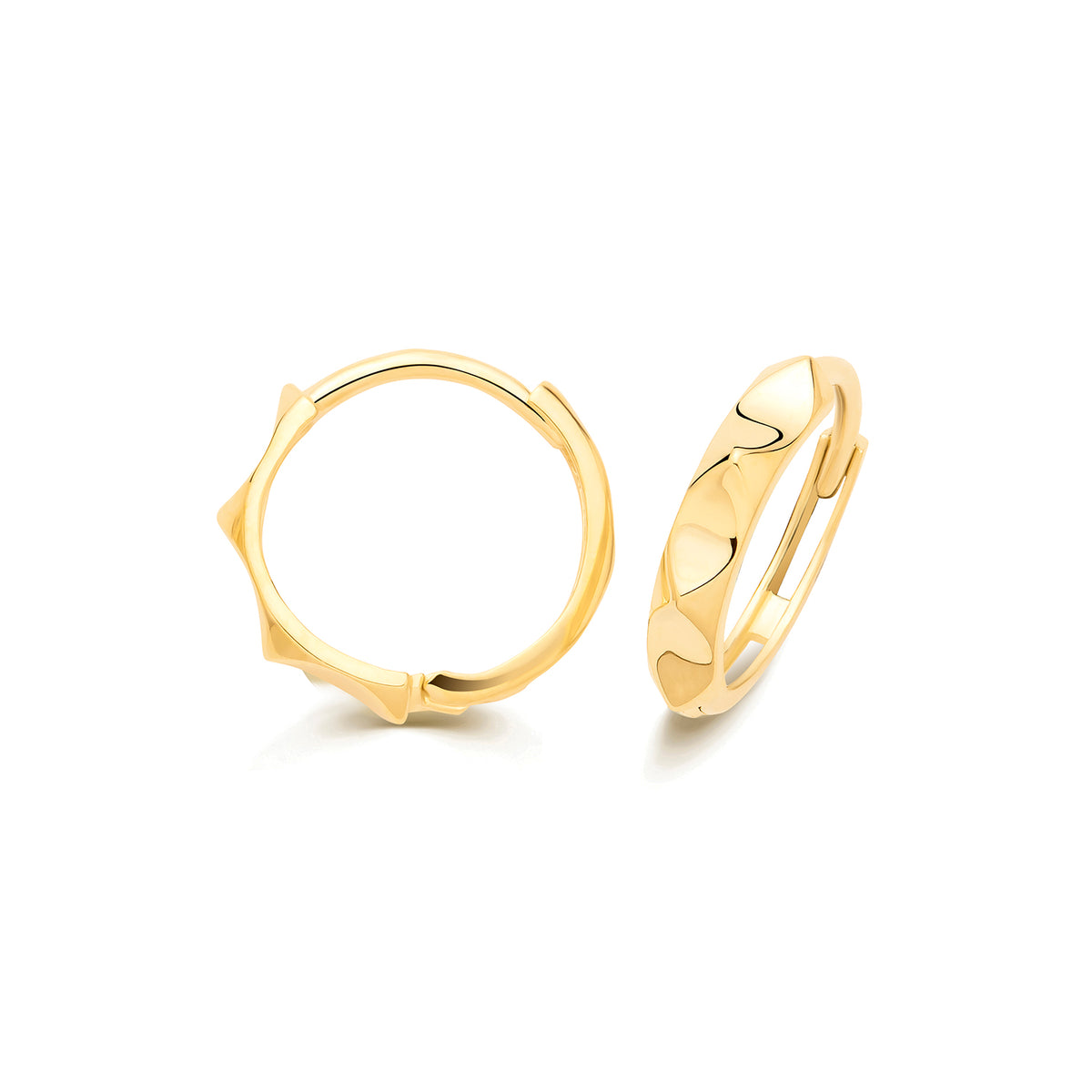 9ct Yellow Gold Diamond Cut Huggie Earrings