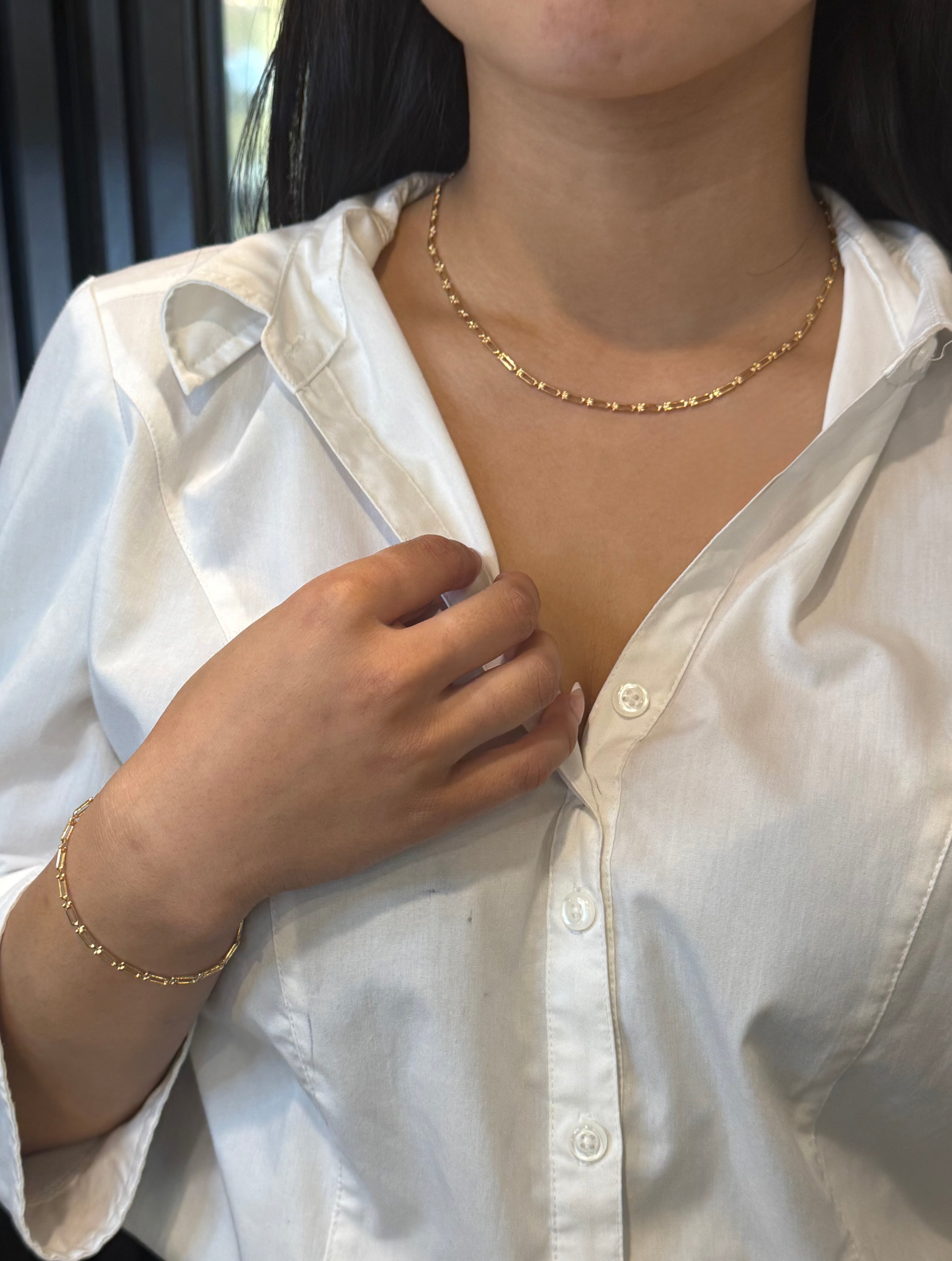 9ct Yellow Gold Industrial Necklace