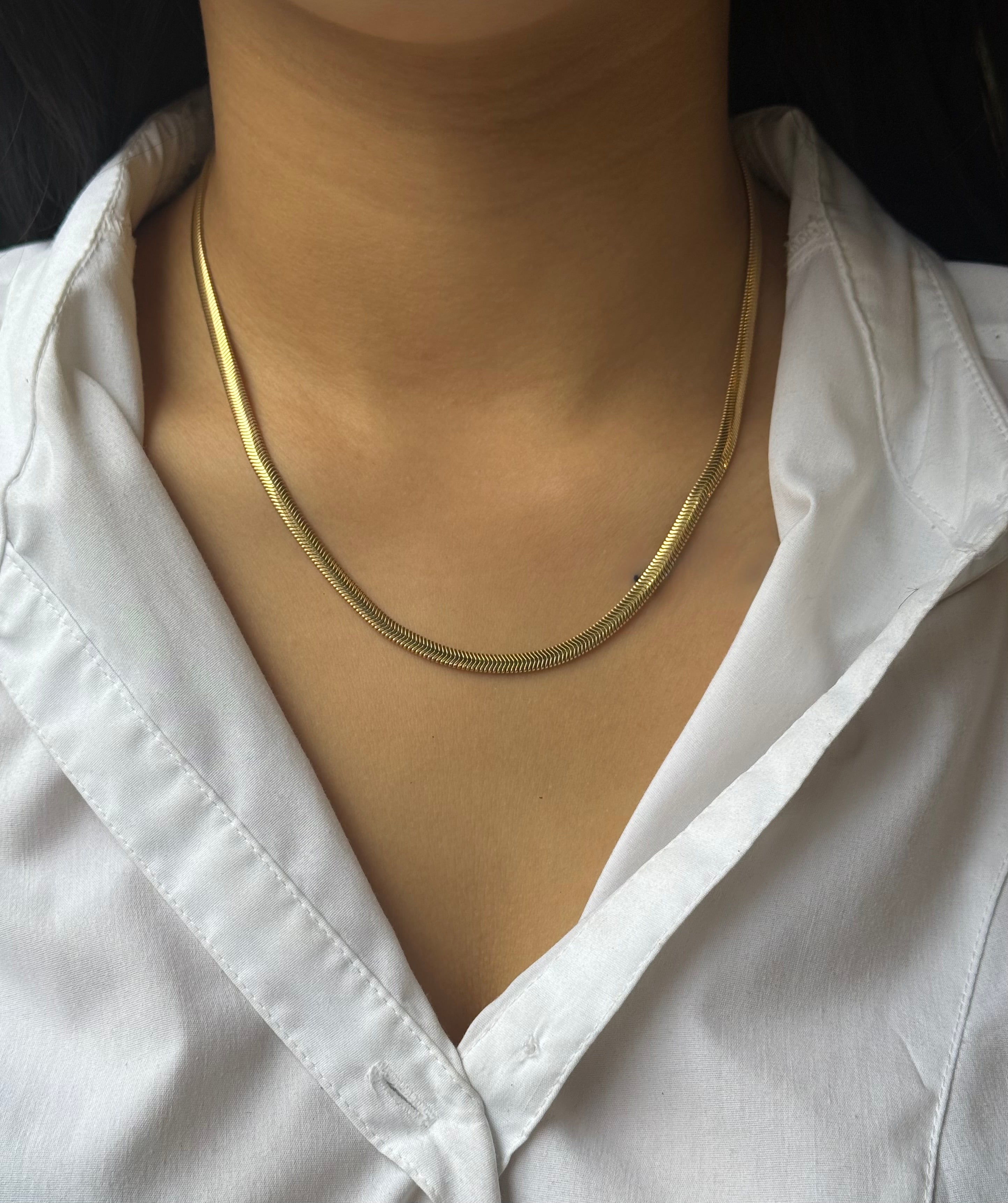 Gold Plated Sterling Silver Snake Necklace
