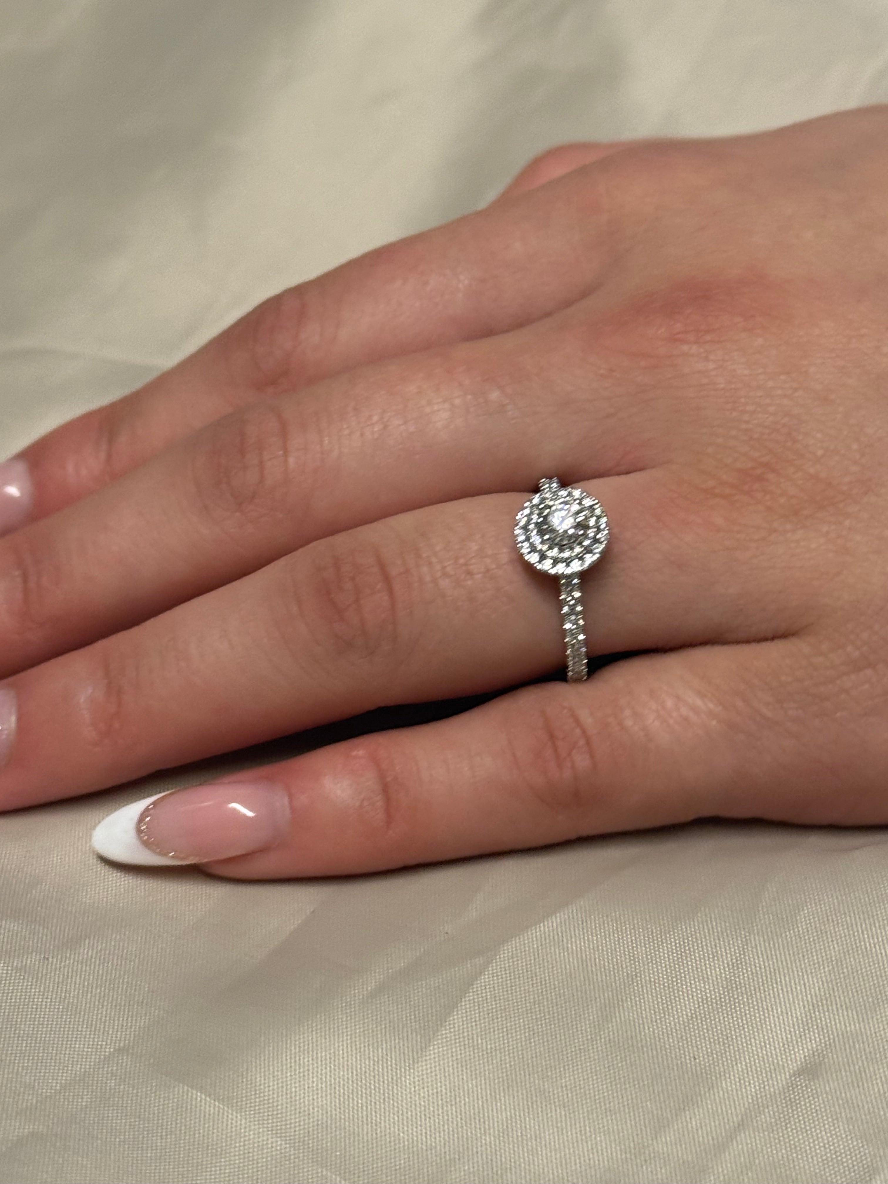 9K White Gold Brilliant Cut Halo with Diamond Band