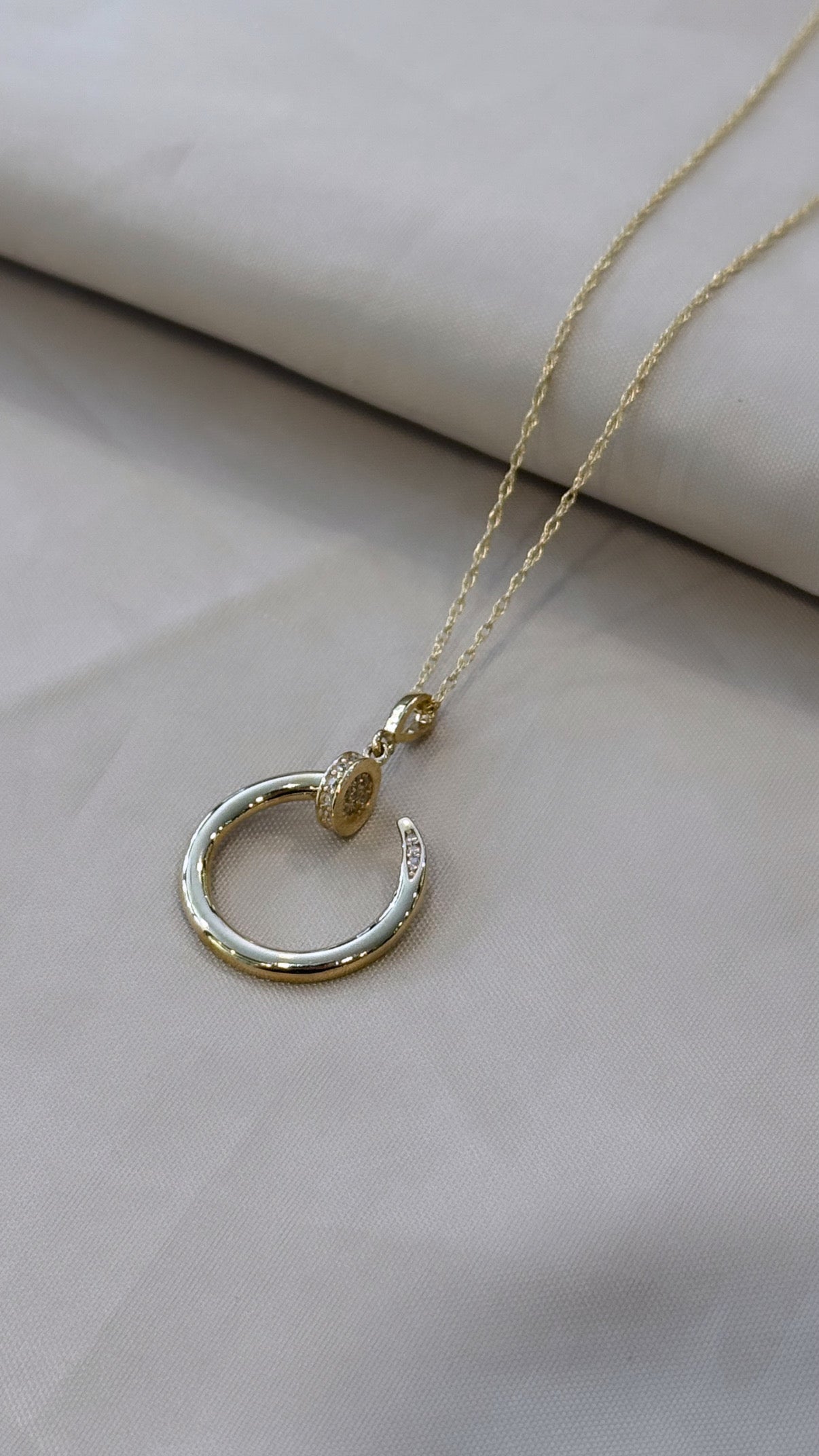 9ct Yellow Gold CZ Nail Pendant