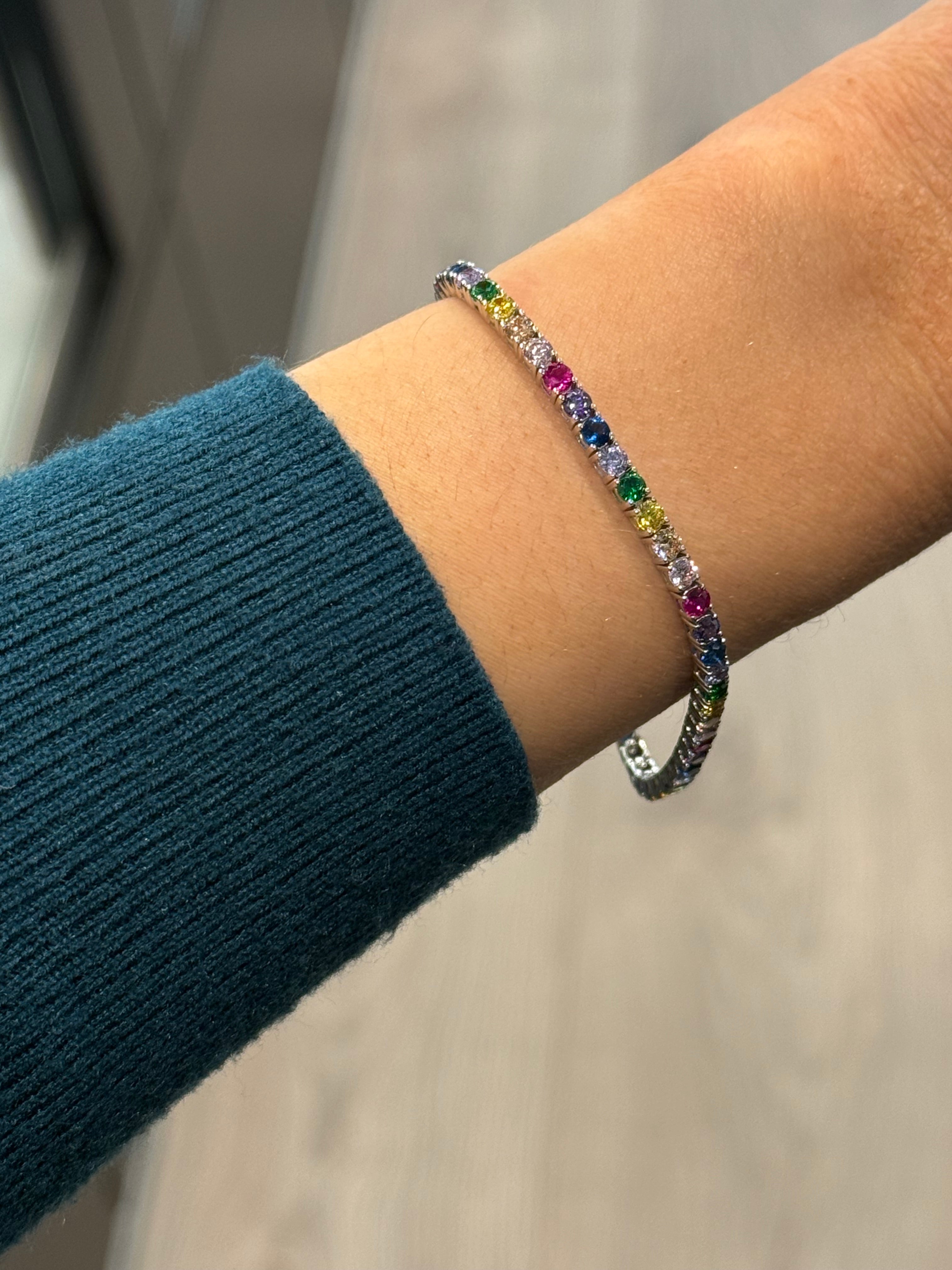 Sterling Silver Rainbow Tennis Bracelet