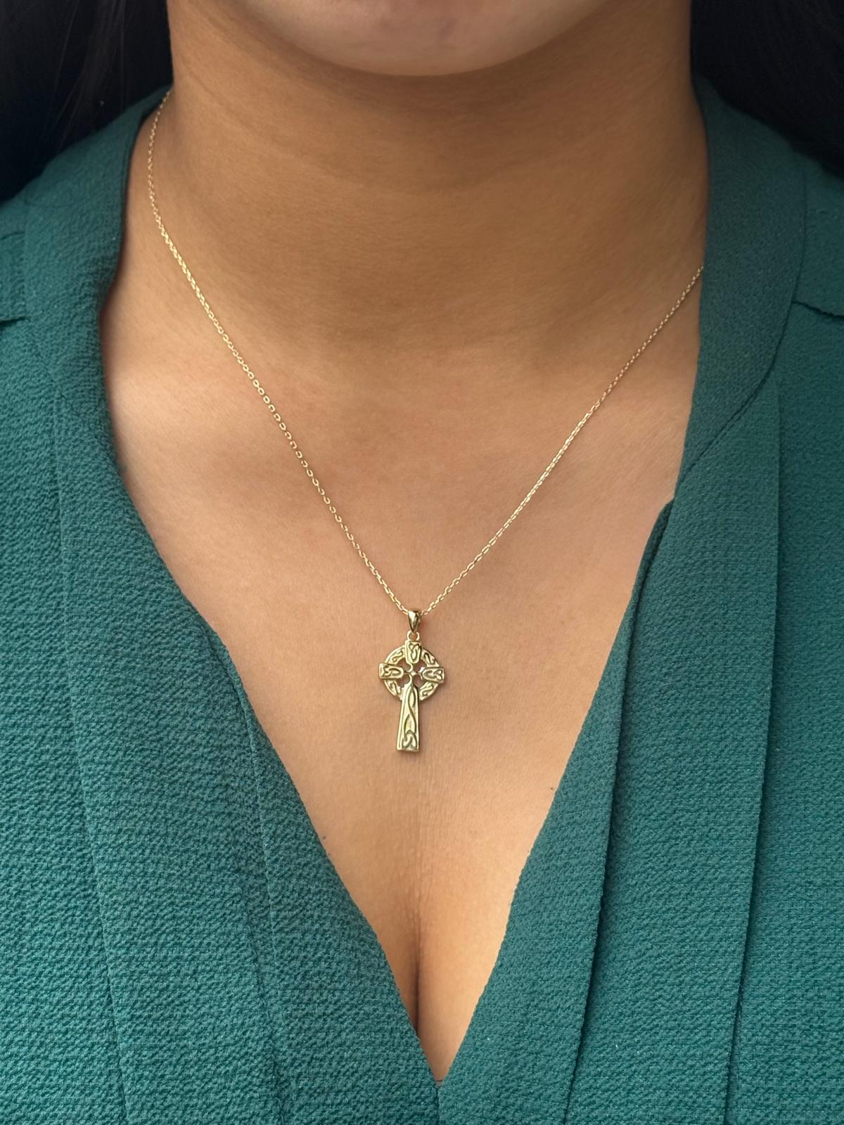 Gold Plated Sterling Silver Celtic Cross Pendant