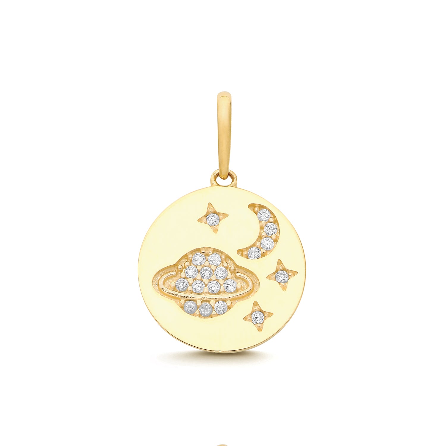 9ct Yellow Gold Planets Disc Pendant