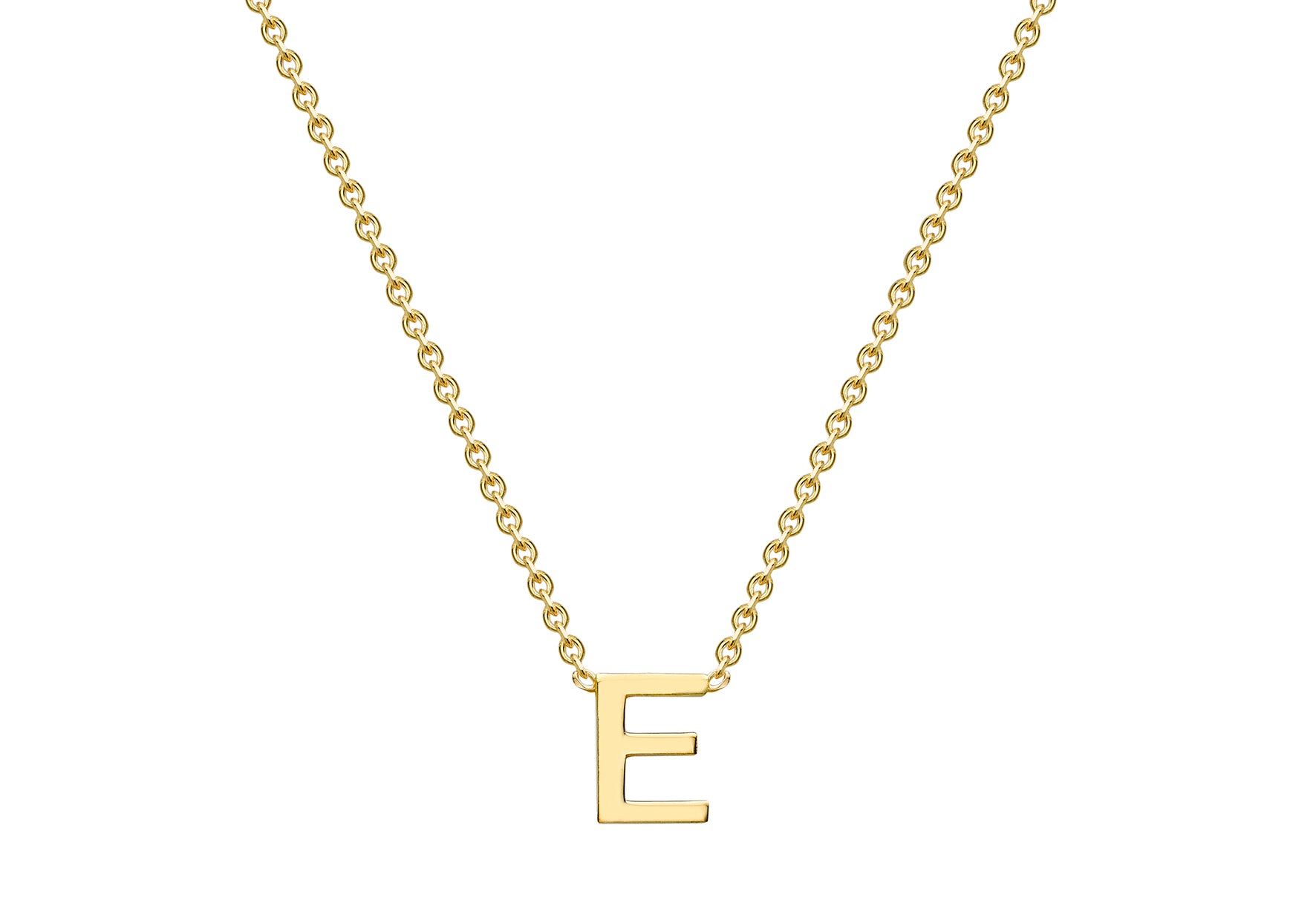 9ct Yellow Gold E Initial Necklace