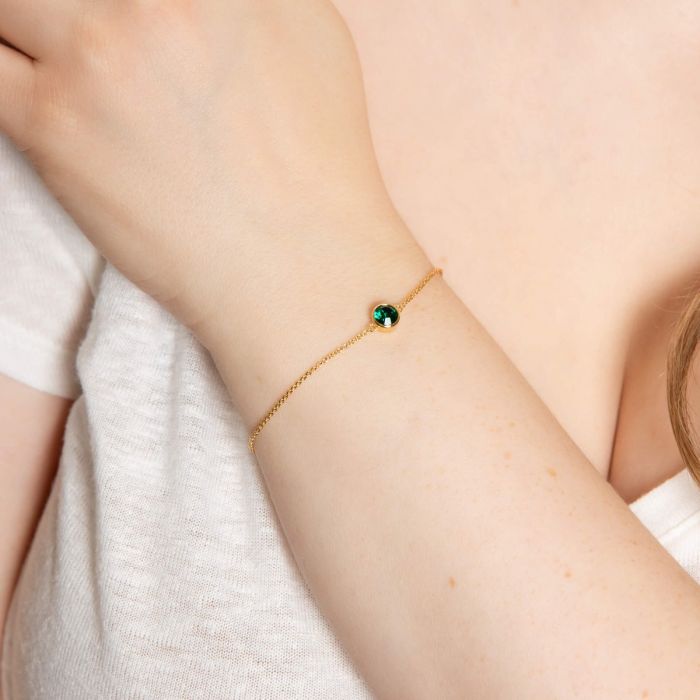 Yellow Gold Plated Sterling Silver May Birthstone Bracelet