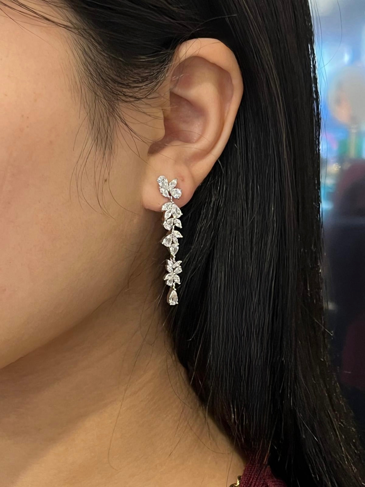 Sterling Silver CZ Marquise and Pear Drop Earrings