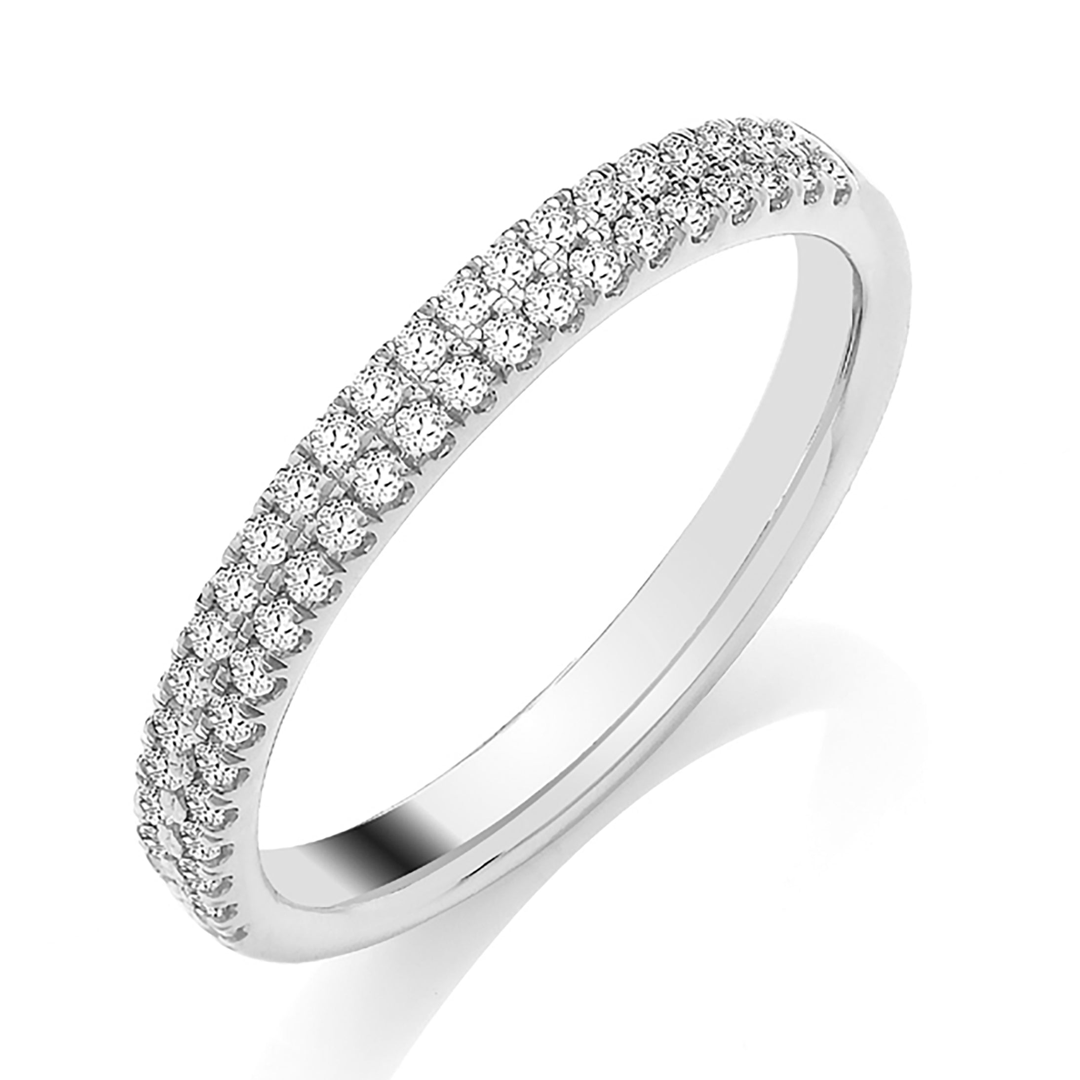 9k White Gold Double Row Diamond Band