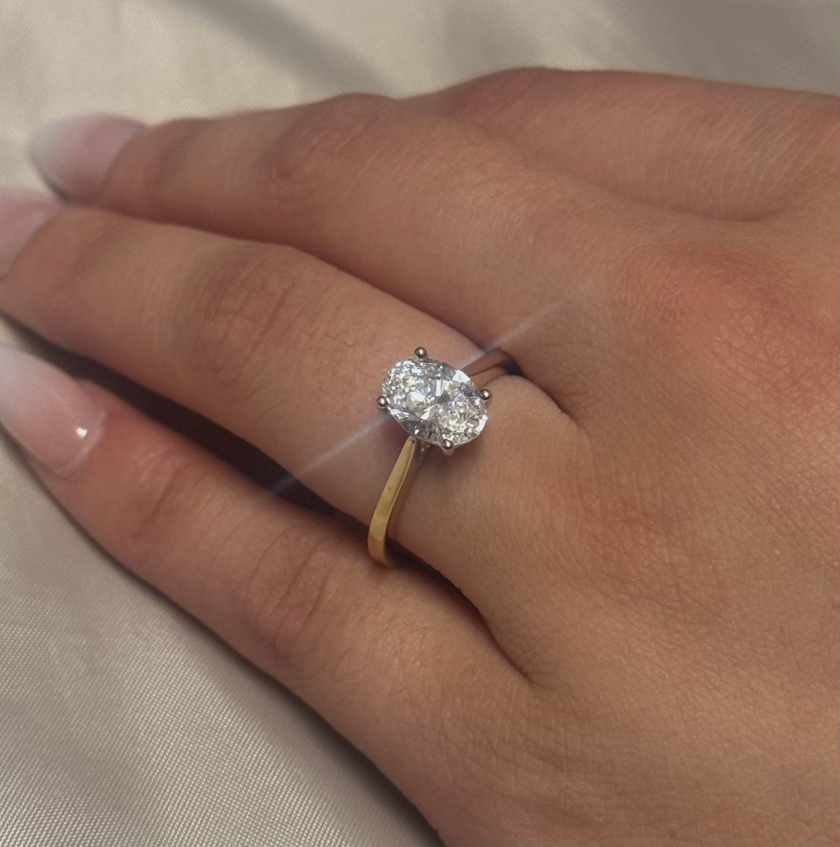 18K Yellow Gold Laboratory Grown 1.46ct Oval Solitaire Ring
