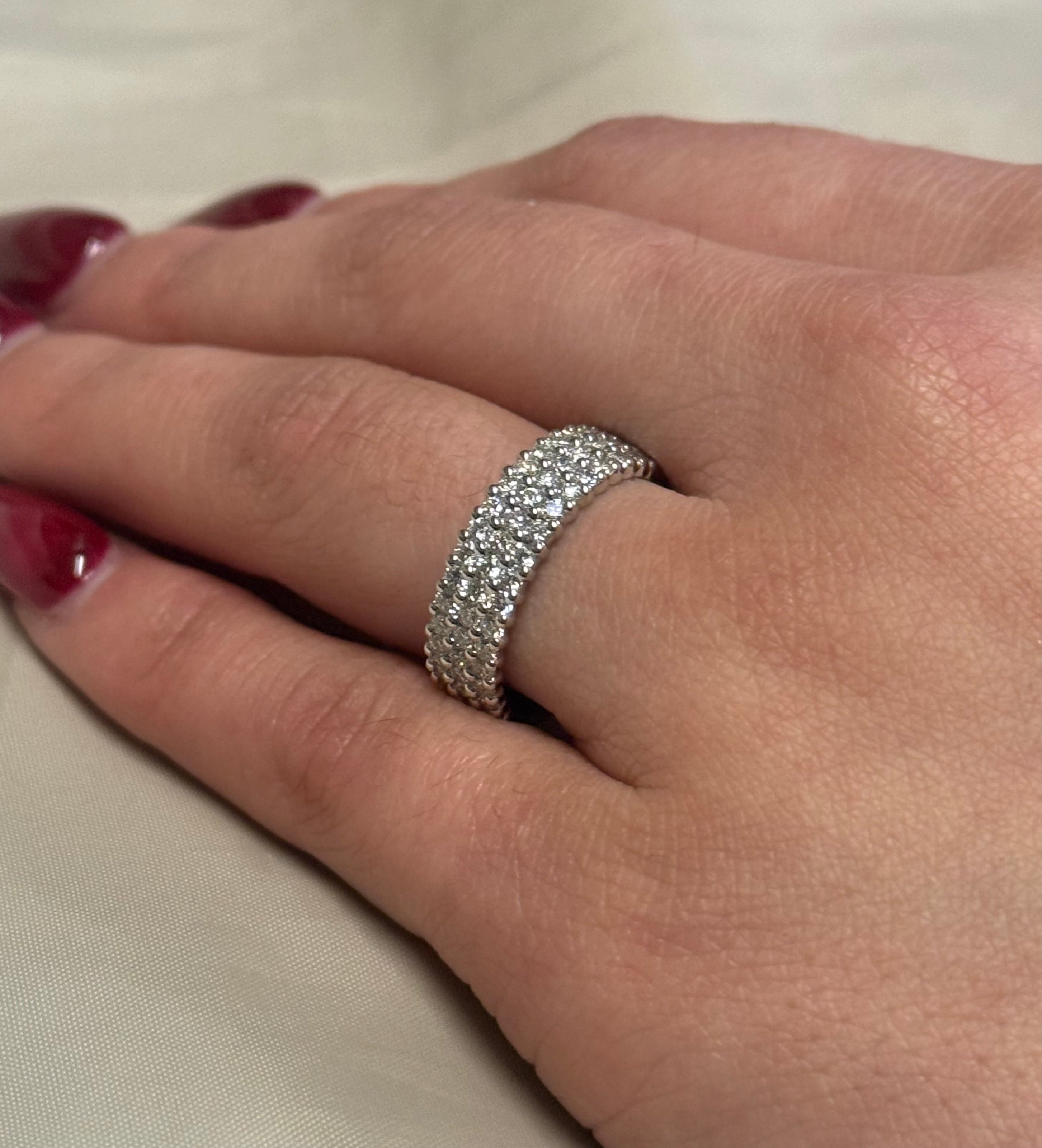9K White Gold Laboratory Grown Diamond Triple Band