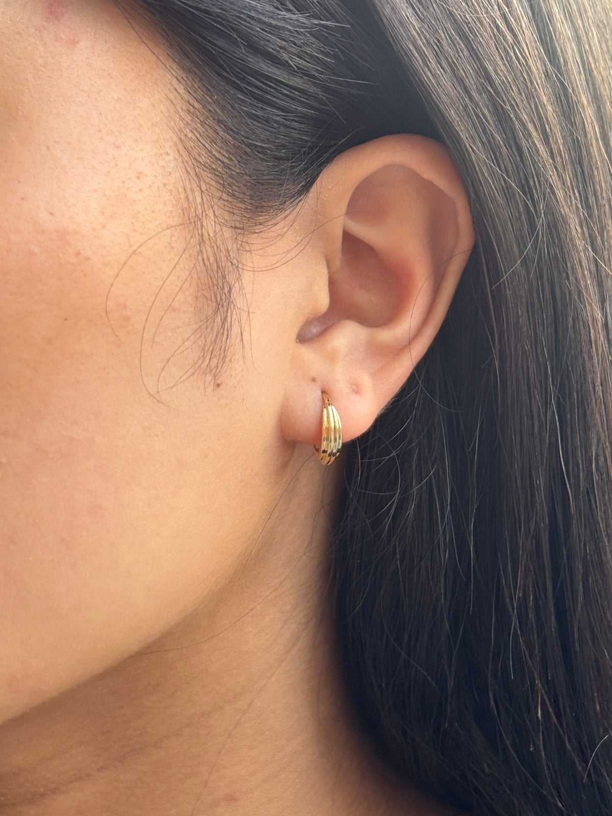 9K Yellow Gold Triple Style Hoop