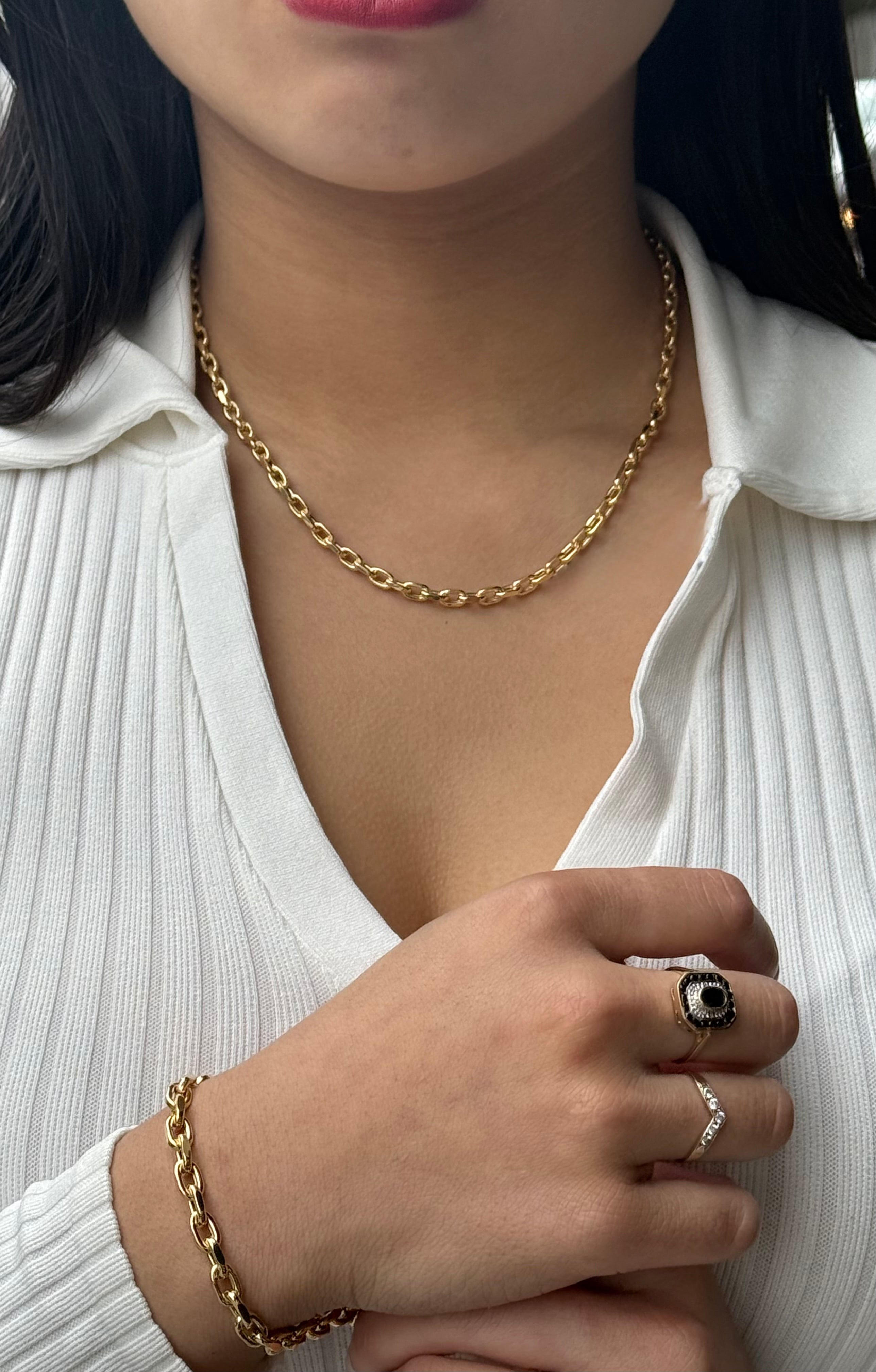 9ct Yellow Gold Oval Belcher Chunky Necklace