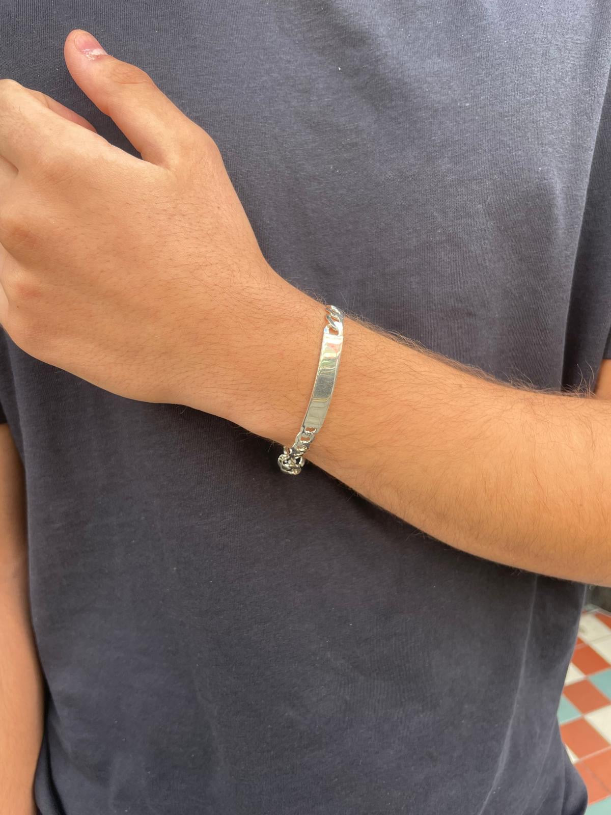 Sterling Silver Mens Curb ID Bracelet