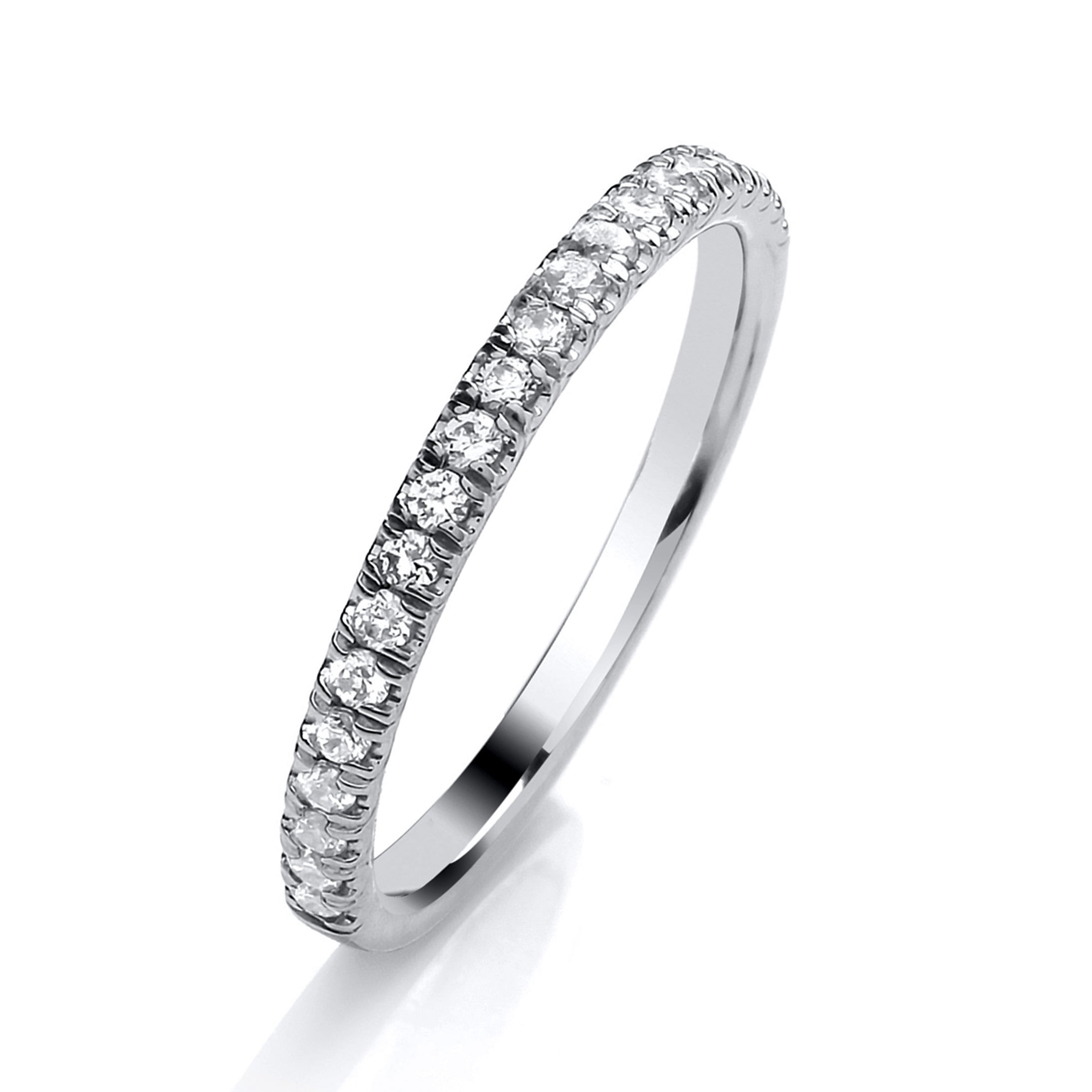 9ct White Gold Grain Set Diamond Band