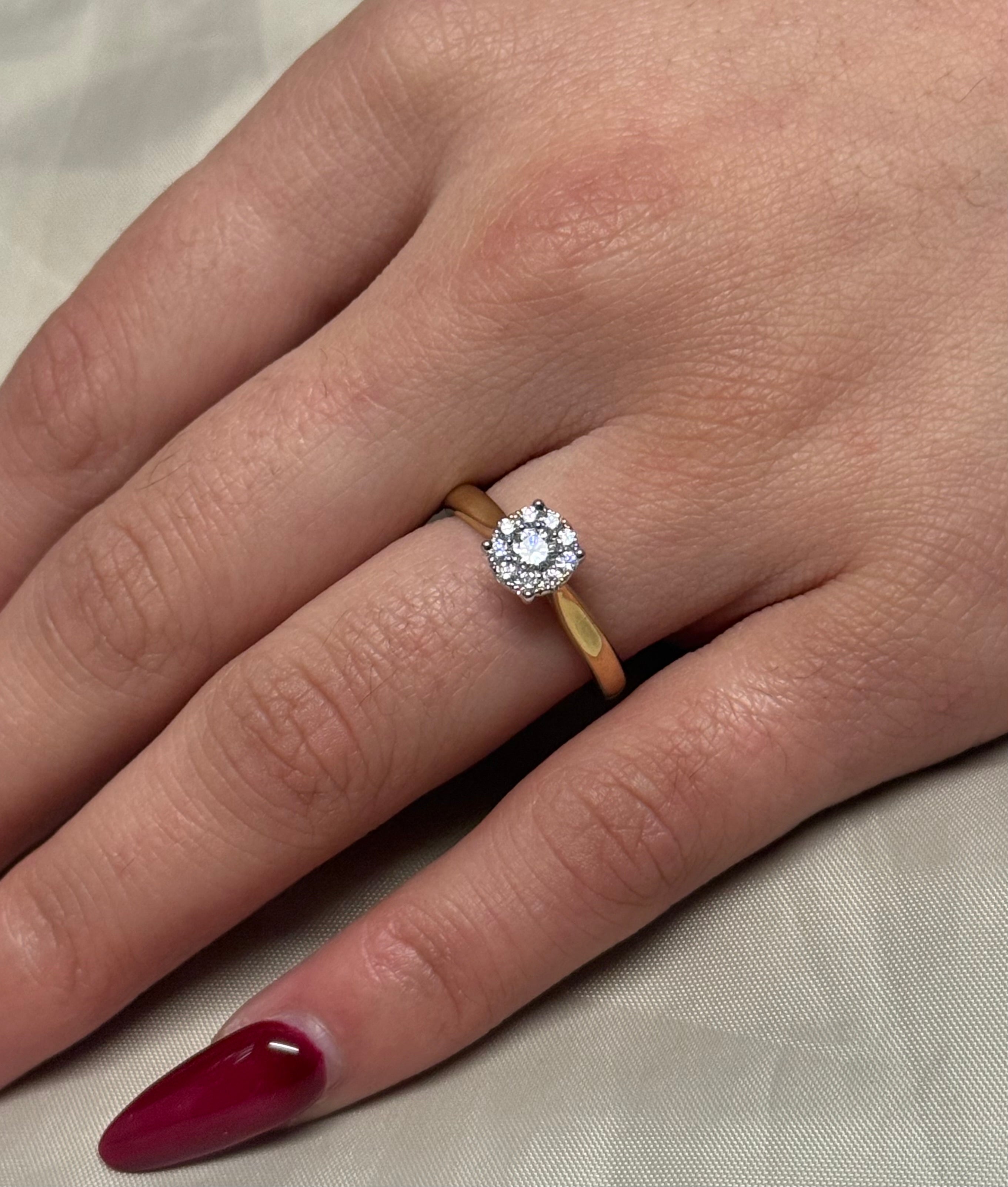 9K Yellow Gold 35pt Illusion Diamond Solitaire