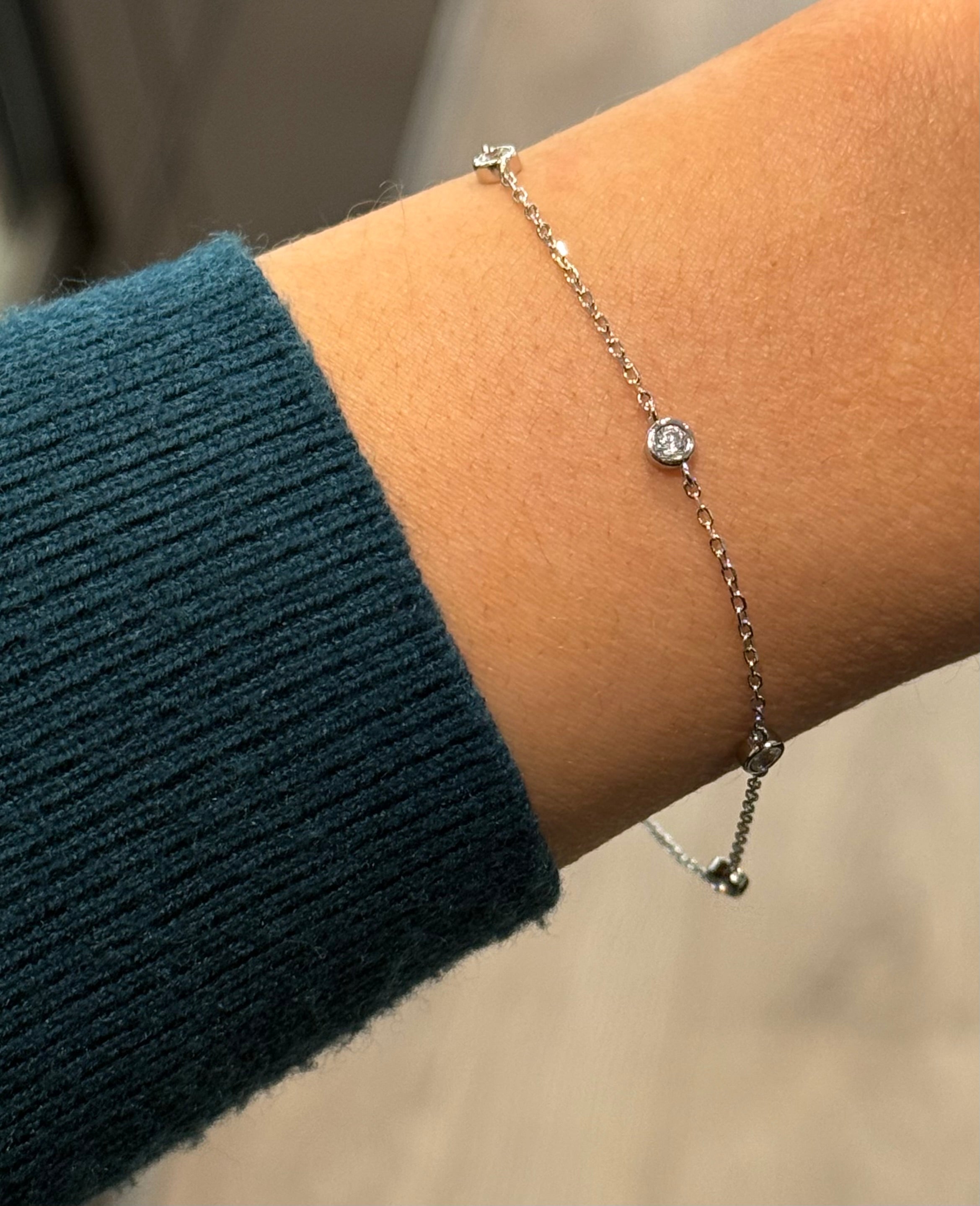 Sterling Silver Bezel Set Cz Bracelet
