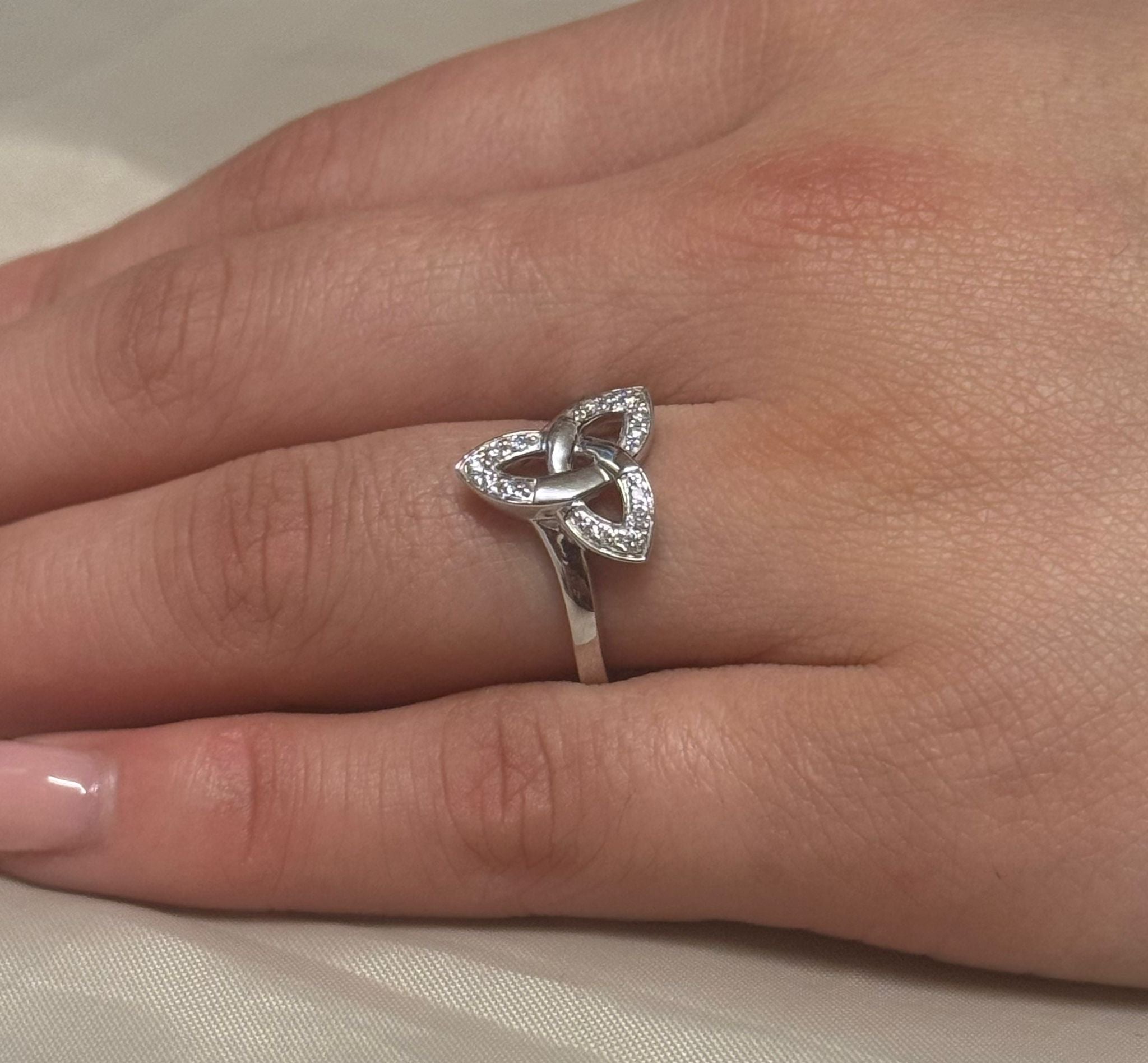 9K White Gold Diamond Trinity Ring