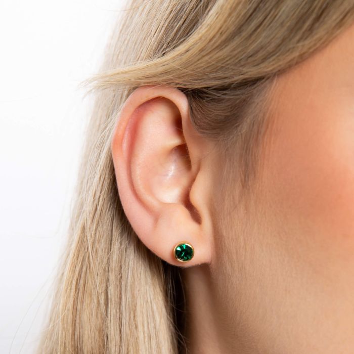 Yellow Gold Plated Sterling Silver May Birthstone Earrings