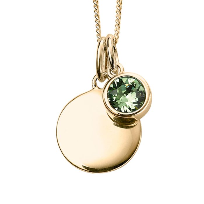 Yellow Gold Plated Sterling Silver August Birthstone Disc Pendant