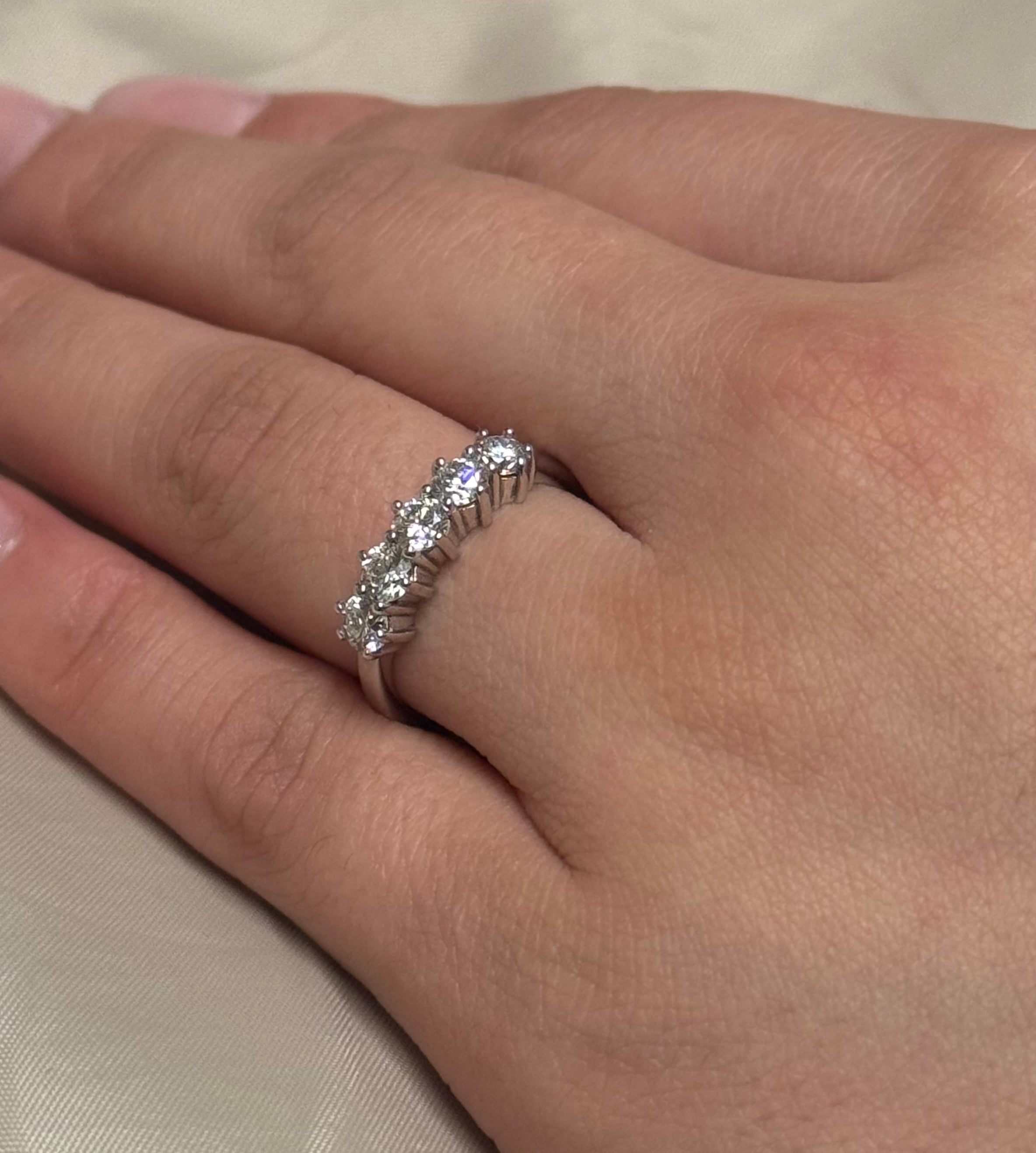 18k White Gold Five Stone Brilliant Cut Diamond Eternity Ring
