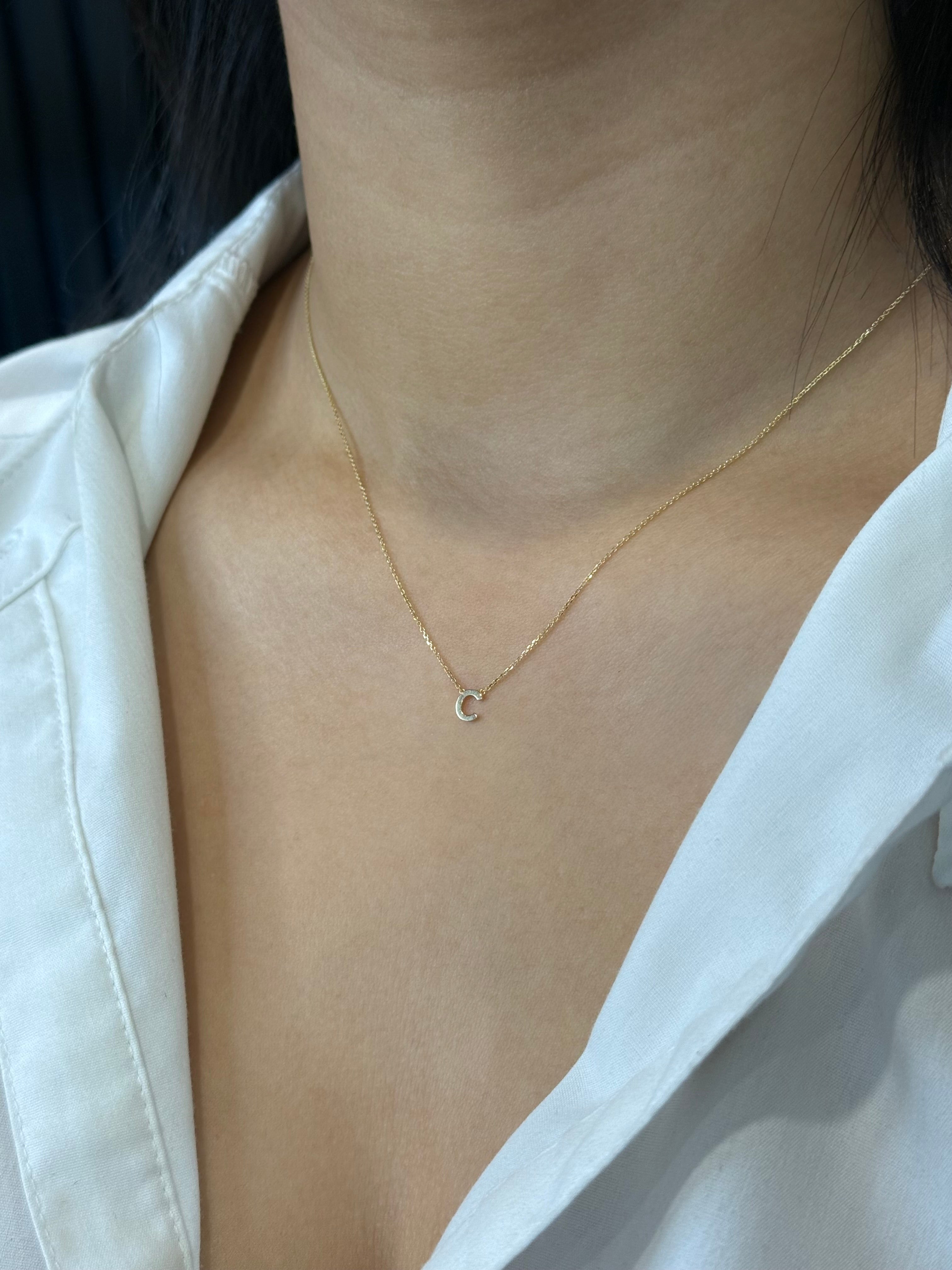 9ct Yellow Gold C Initial Necklace
