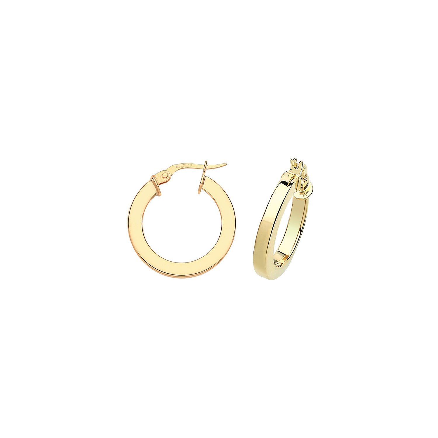 9ct Yellow Gold Flat Court Hoops