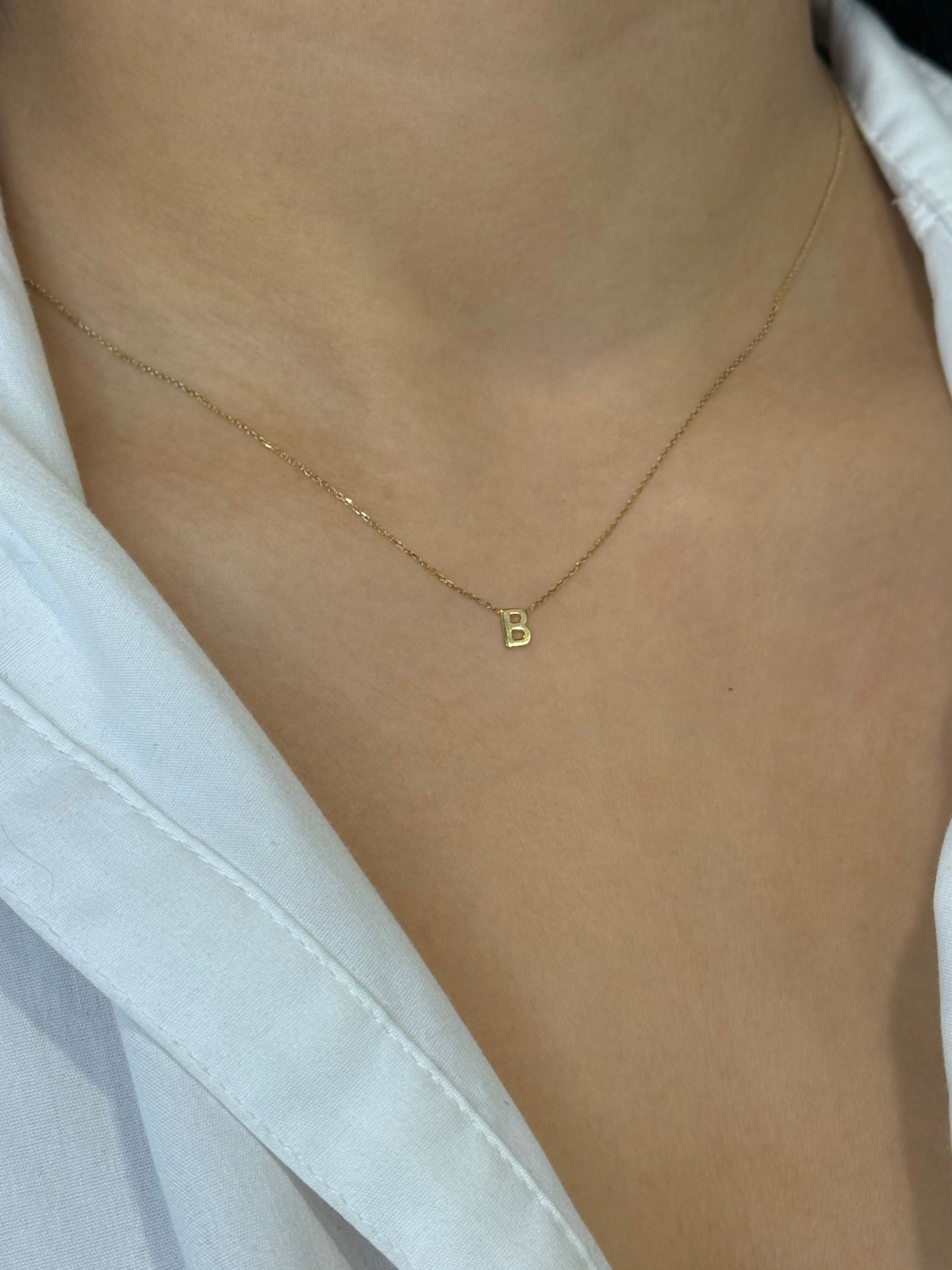 9ct Yellow Gold B Initial Necklace