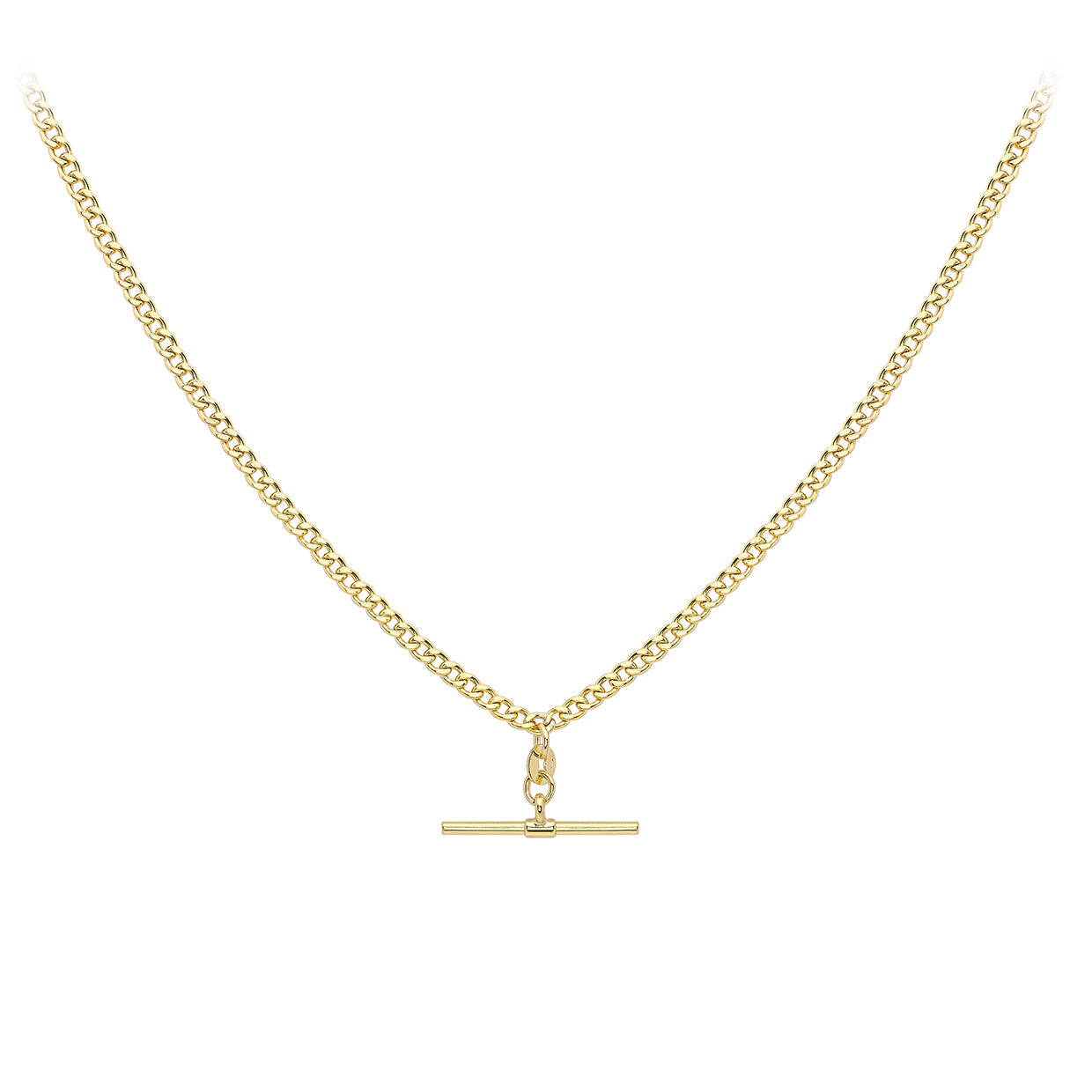 9ct Yellow Gold T-bar Necklace