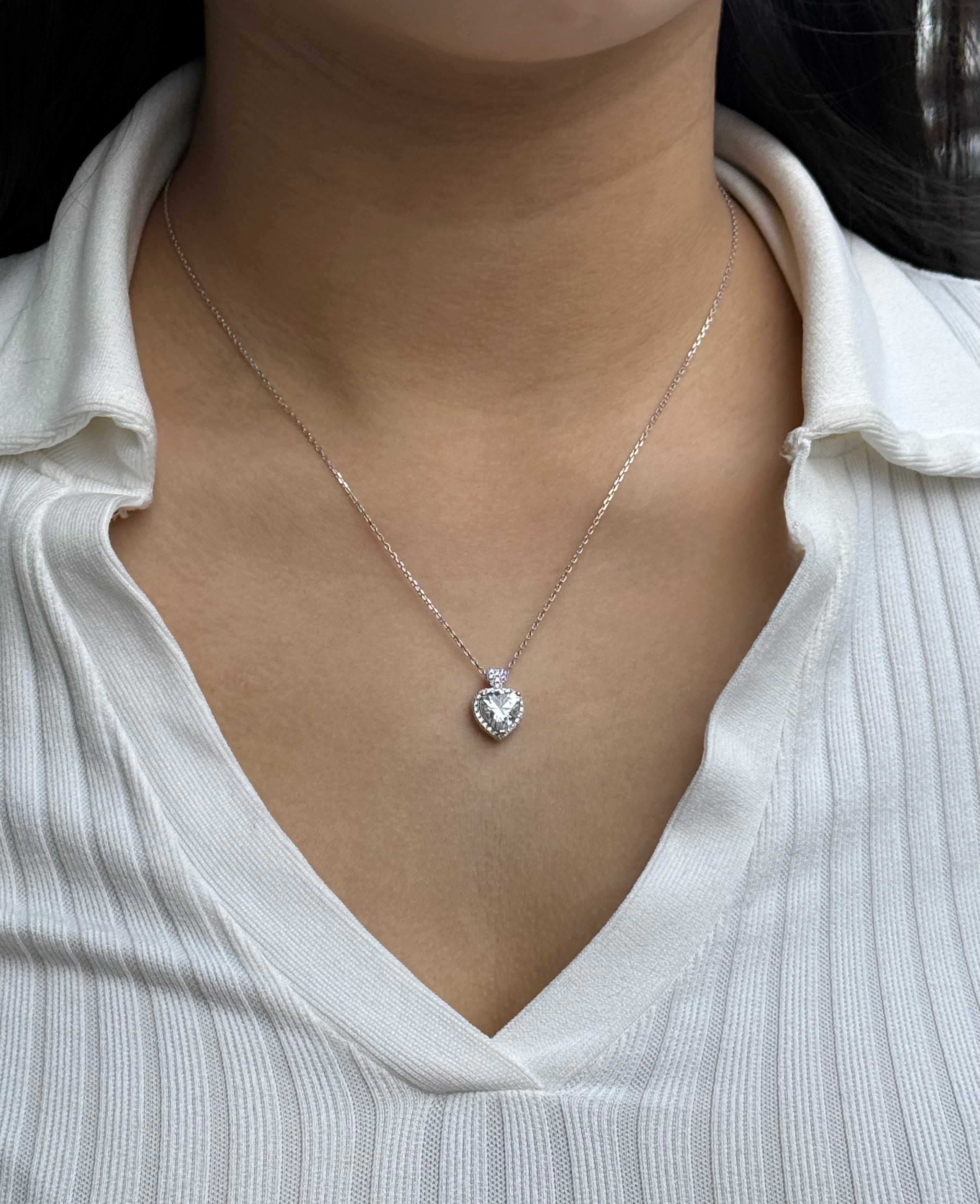 Sterling Silver Heart Cz Pendant