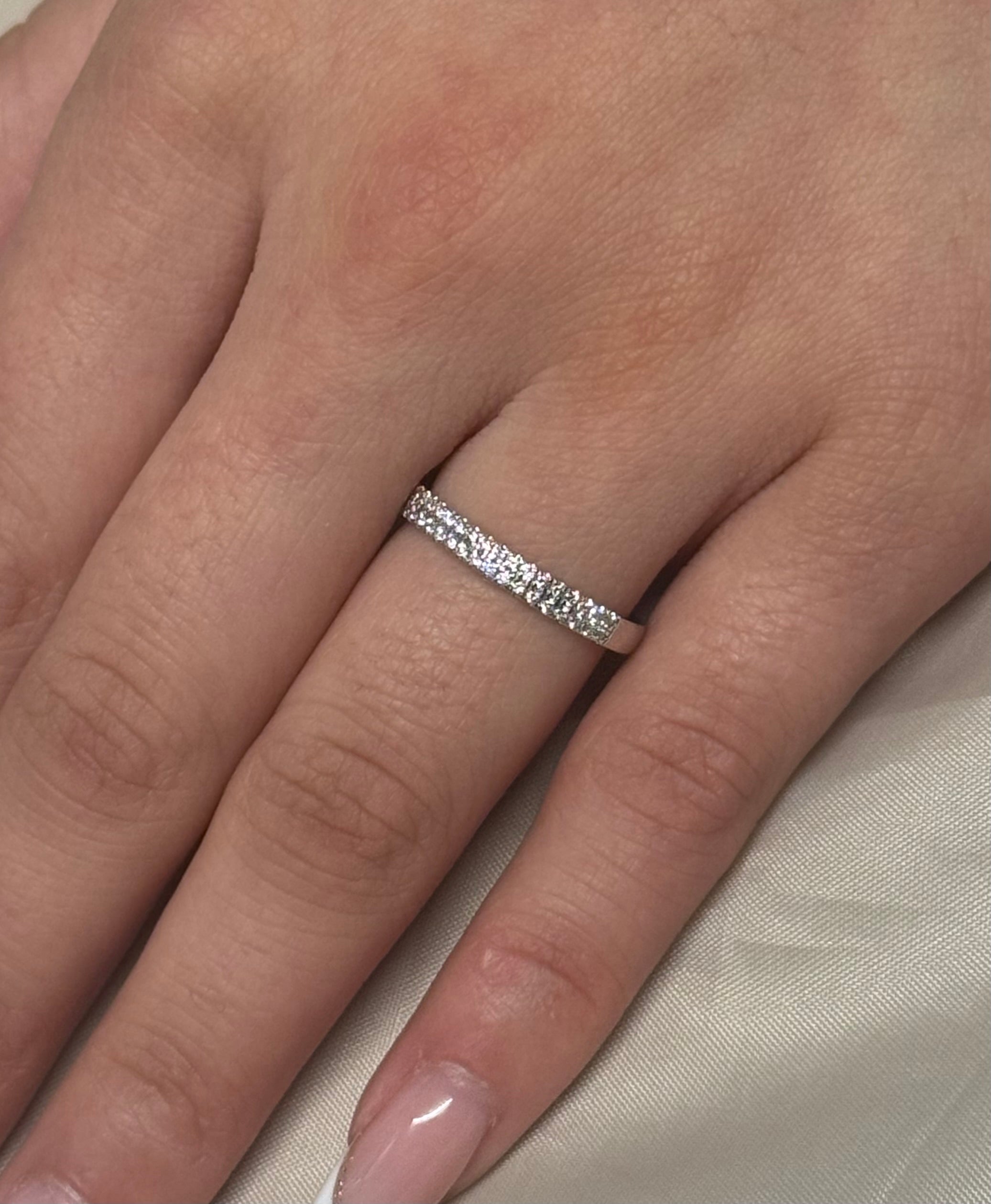 9k White Gold Double Row Diamond Band