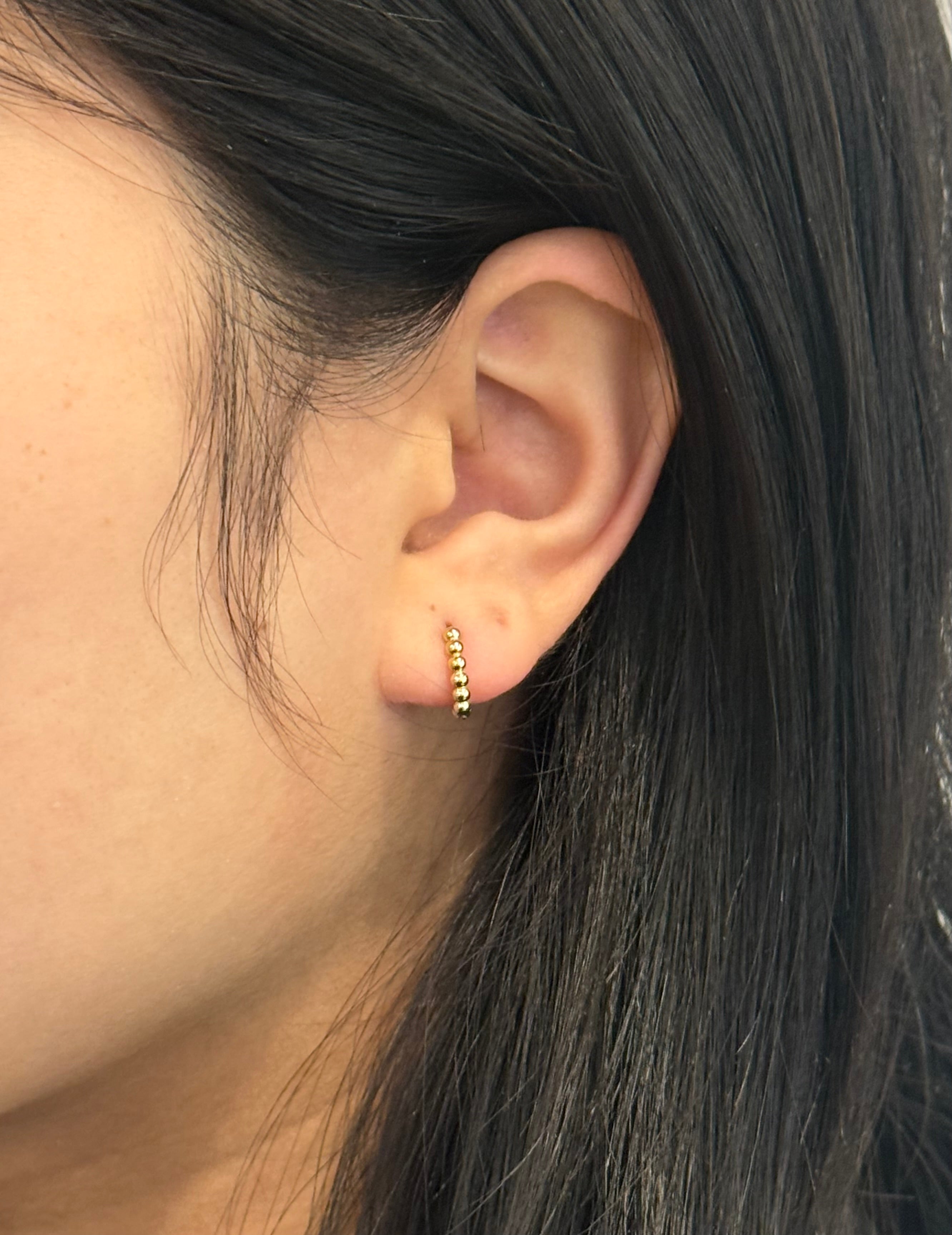 9ct Yellow Gold Beaded Hoops