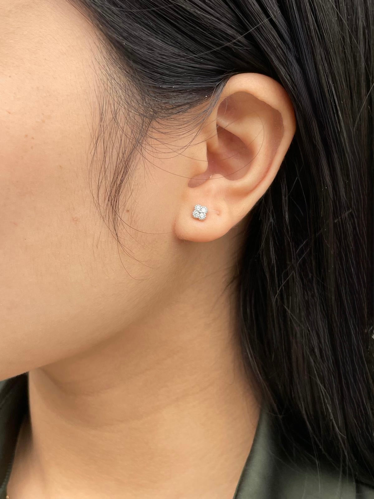 Sterling Silver Small Cz Clover Studs