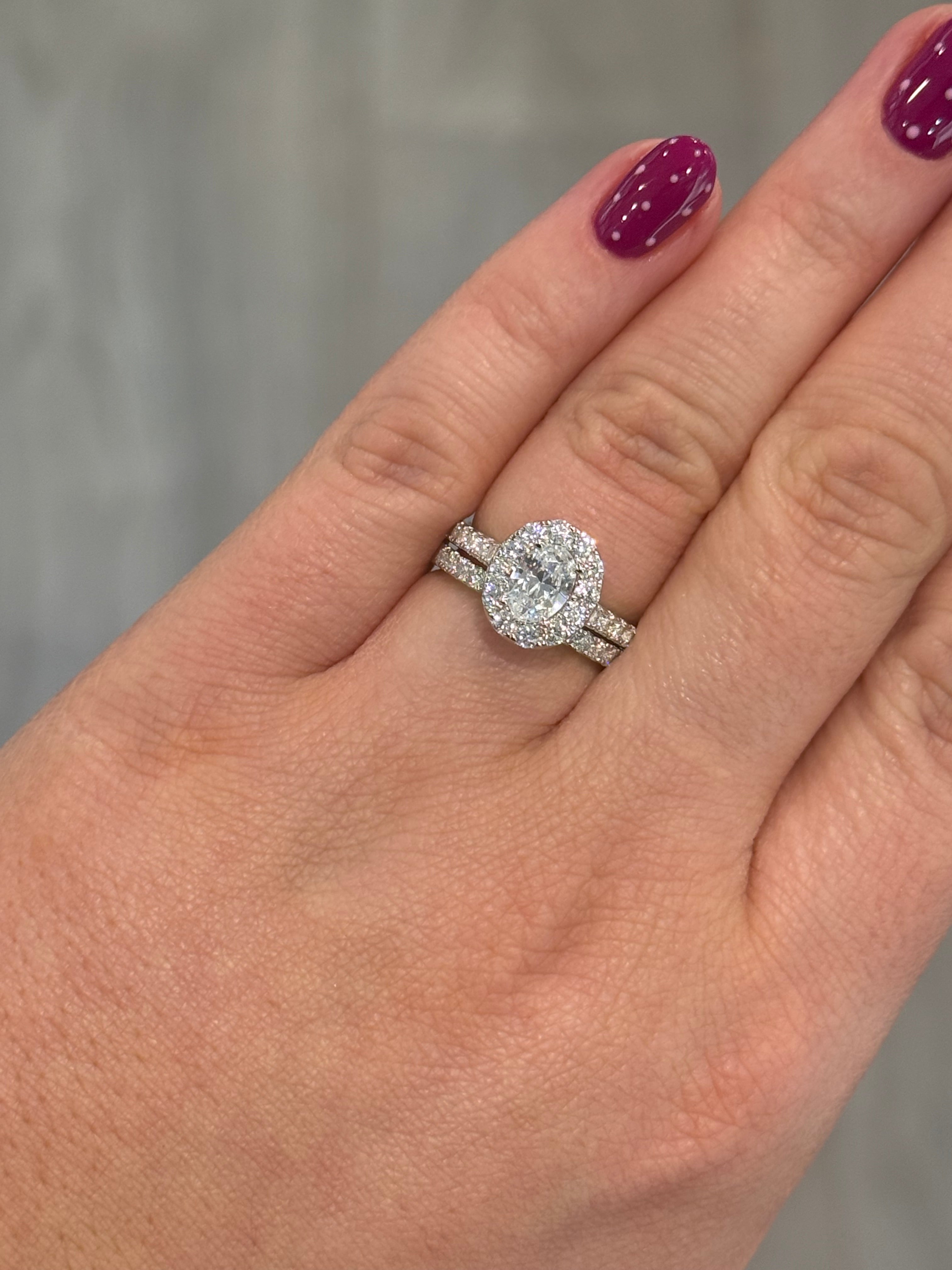 Sterling Silver Oval Halo Dress Ring Set