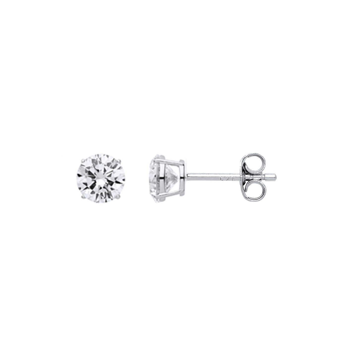 Sterling Silver Cubic Zirconia Claw Set Stud Earrings