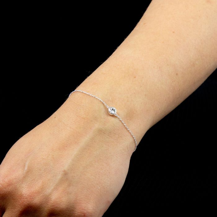 Sterling Silver April Birthstone Bracelet