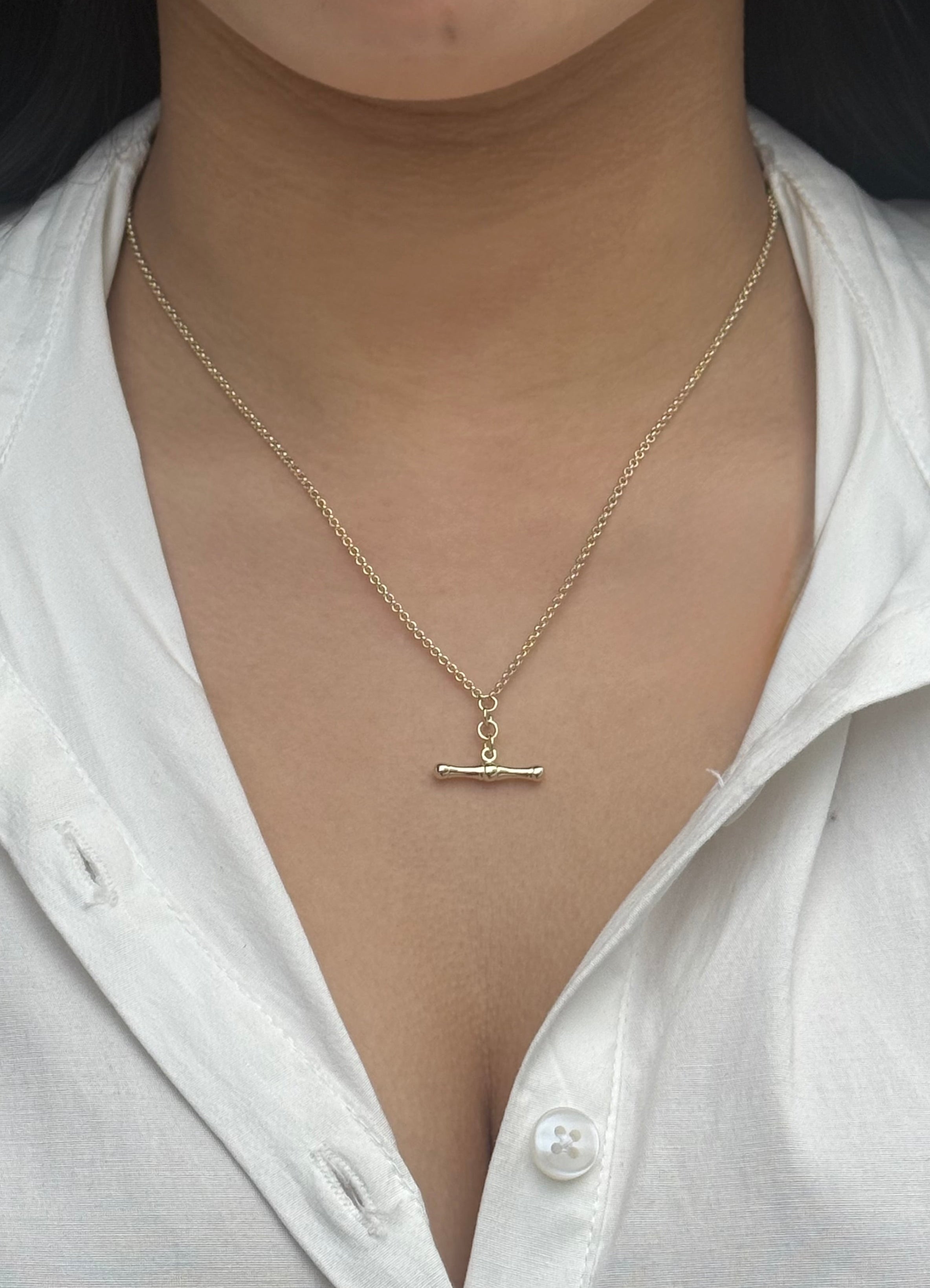Gold Plated Sterling Silver Tbar Necklace