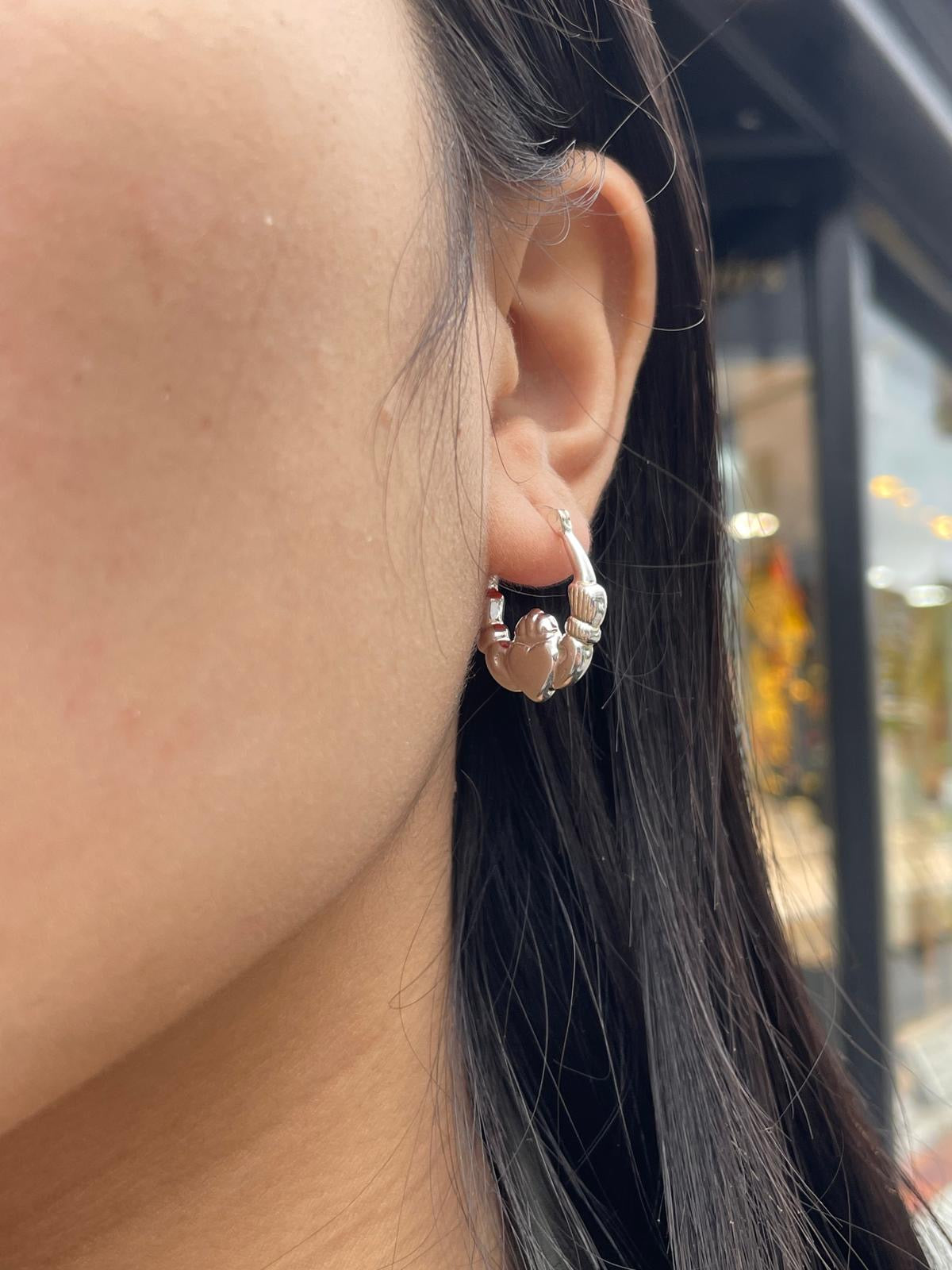 Sterling Silver Claddagh Hoop Earrings
