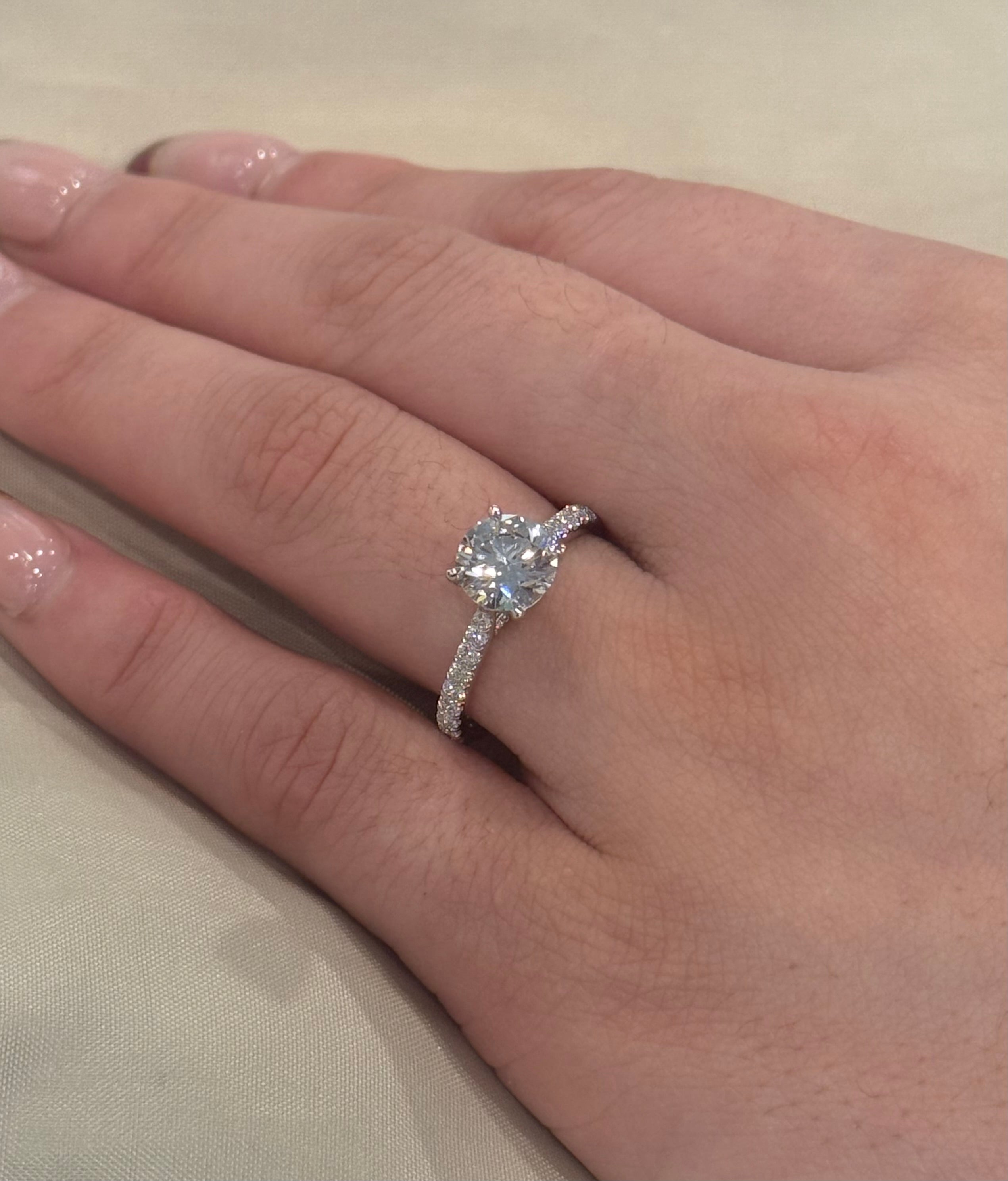 18K White Gold 1.98ct Brilliant Cut Laboratory Grown Diamond Solitaire with Diamond Band