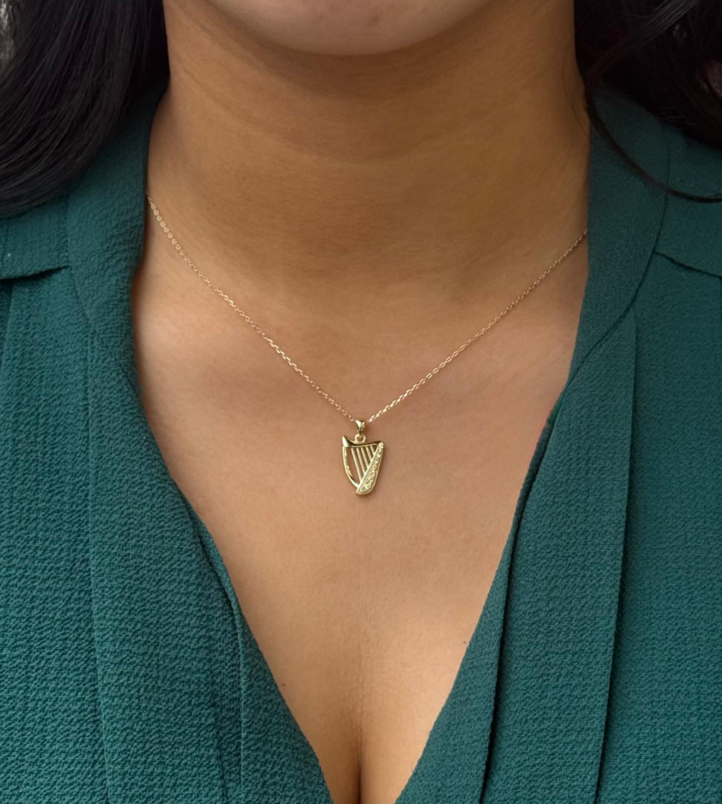 Gold Plated Sterling Silver Harp Pendant