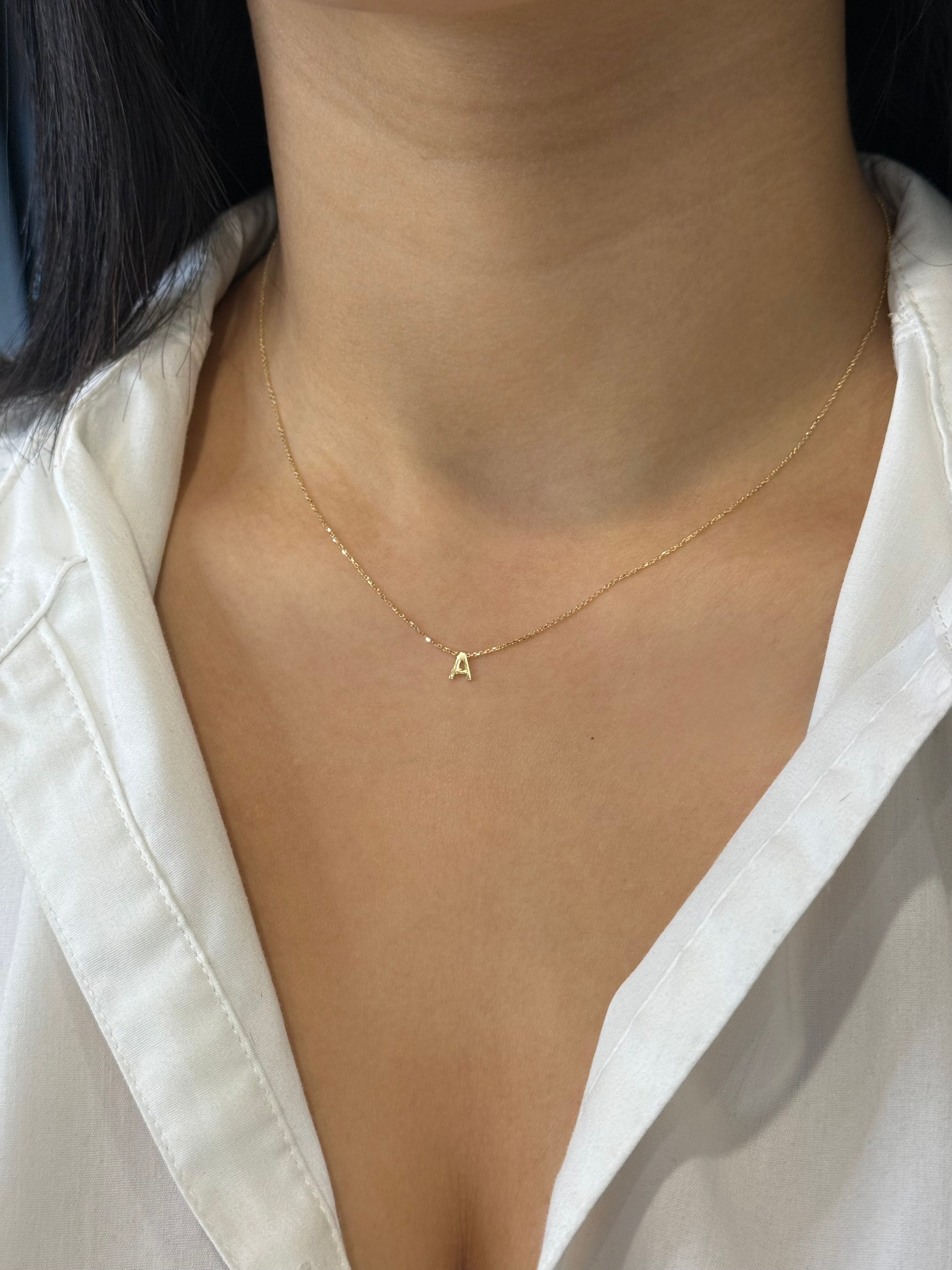 9ct Yellow Gold A Initial Necklace