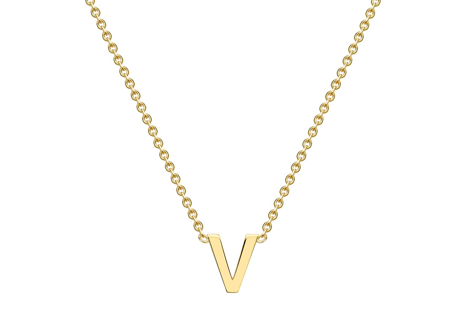 9ct Yellow Gold V Initial Necklace