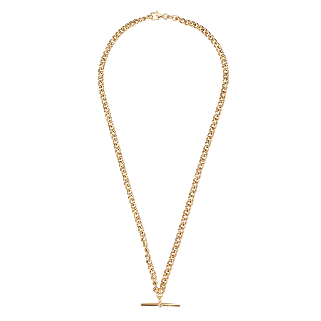 Gold Plated Sterling Silver T-bar Necklace
