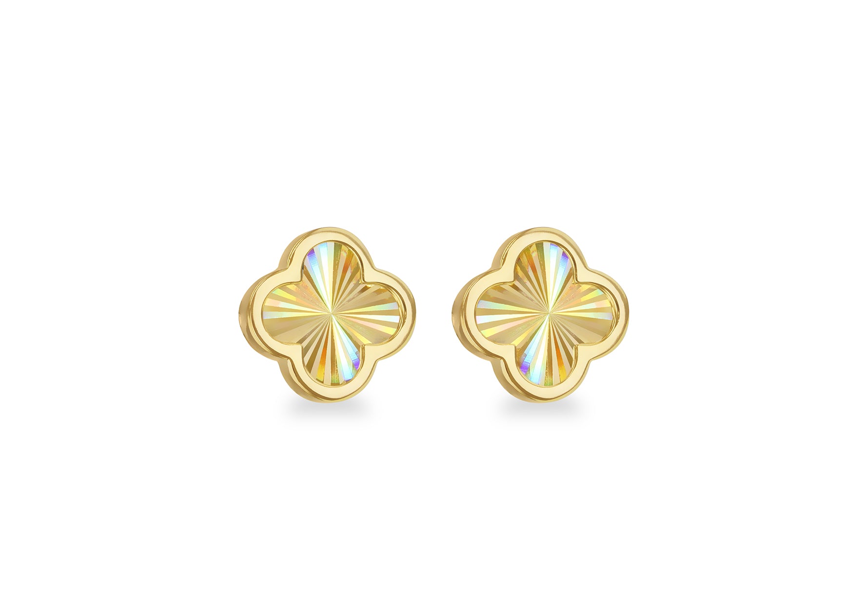 9ct Yellow Gold Rainbow Clover Studs