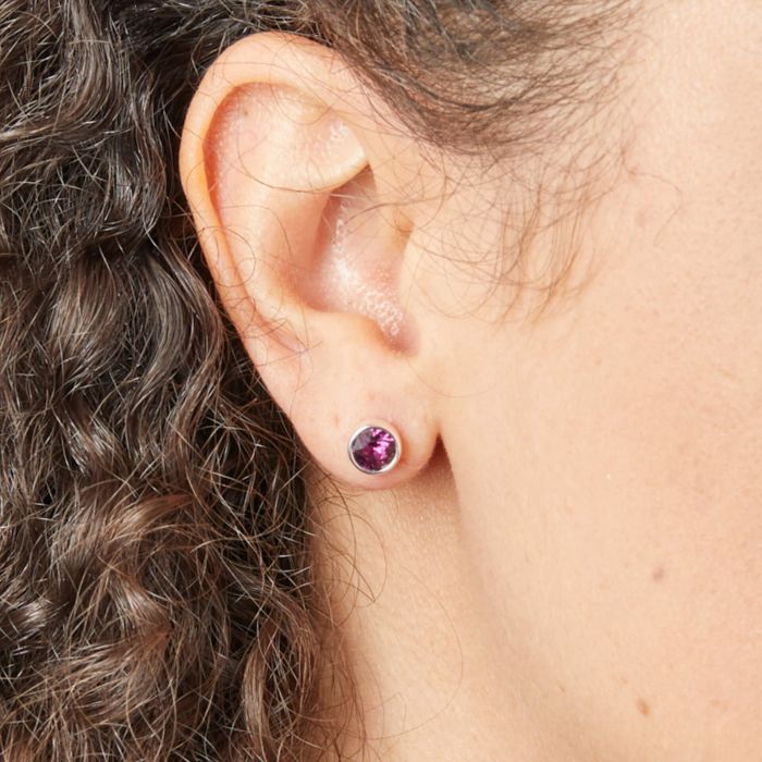 Sterling Silver February Birthstone Earrings